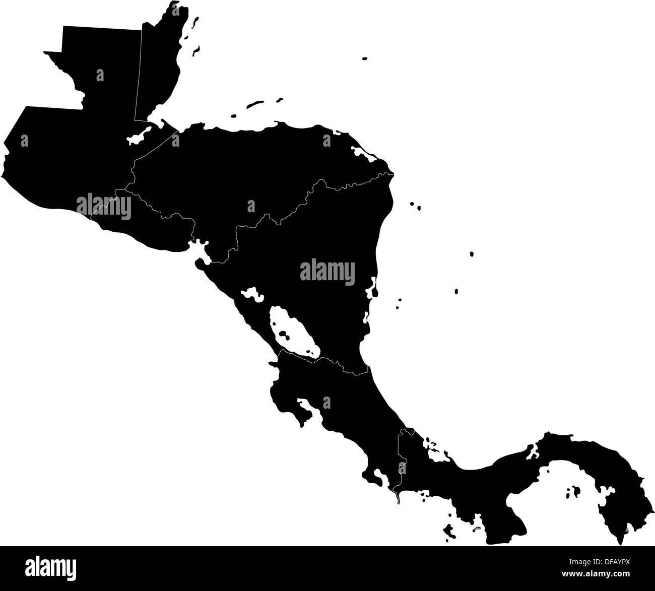 Black Central America map Stock Photo