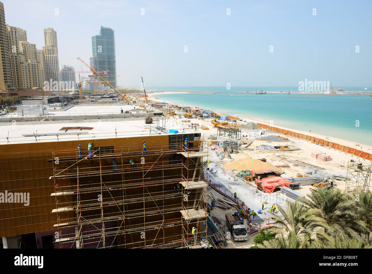 The view on construction of the new hotel and construction of the 210-metre Dubai Eye Stock Photo