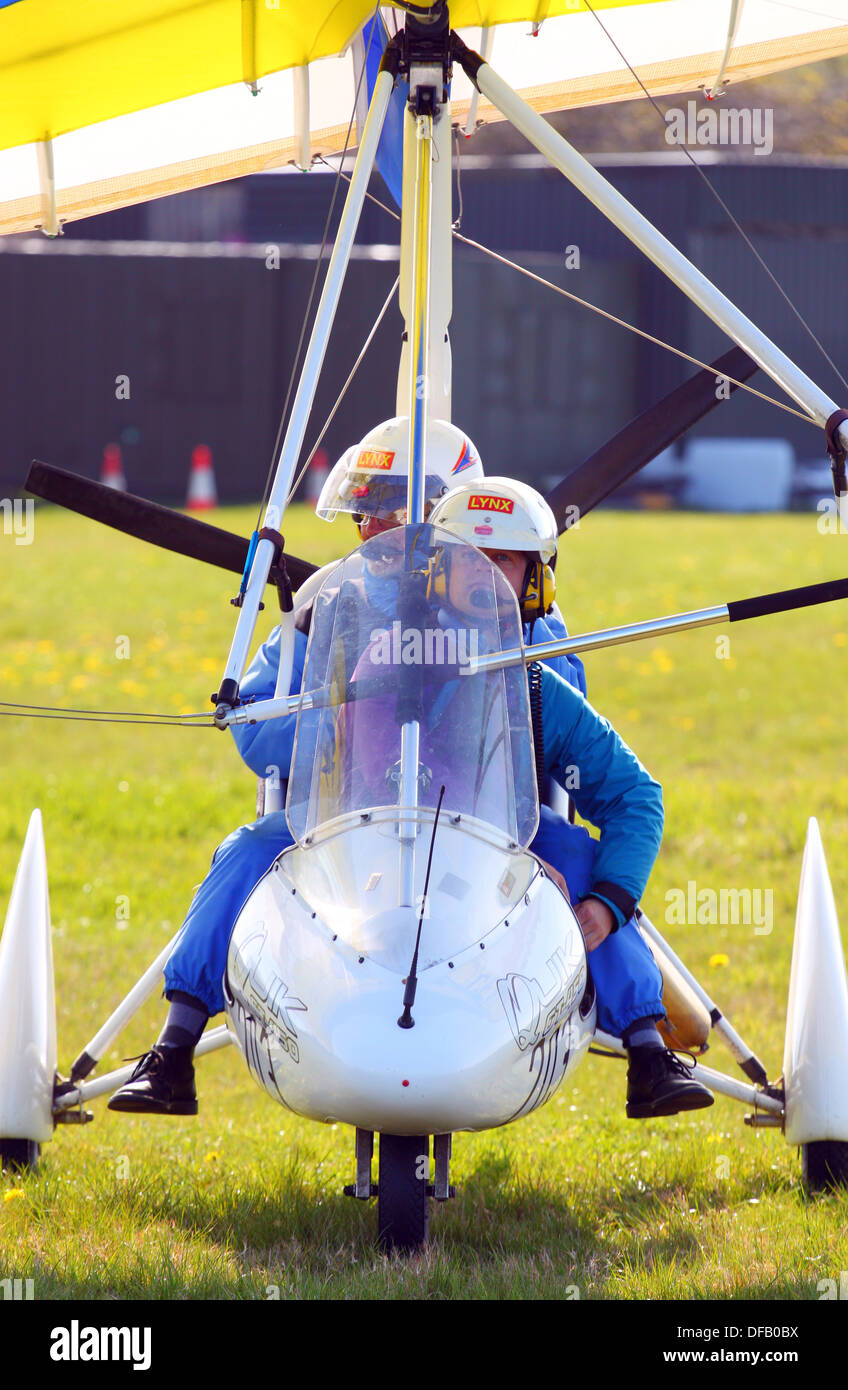 Microlight pilots in a flexwing microlight Stock Photo Alamy