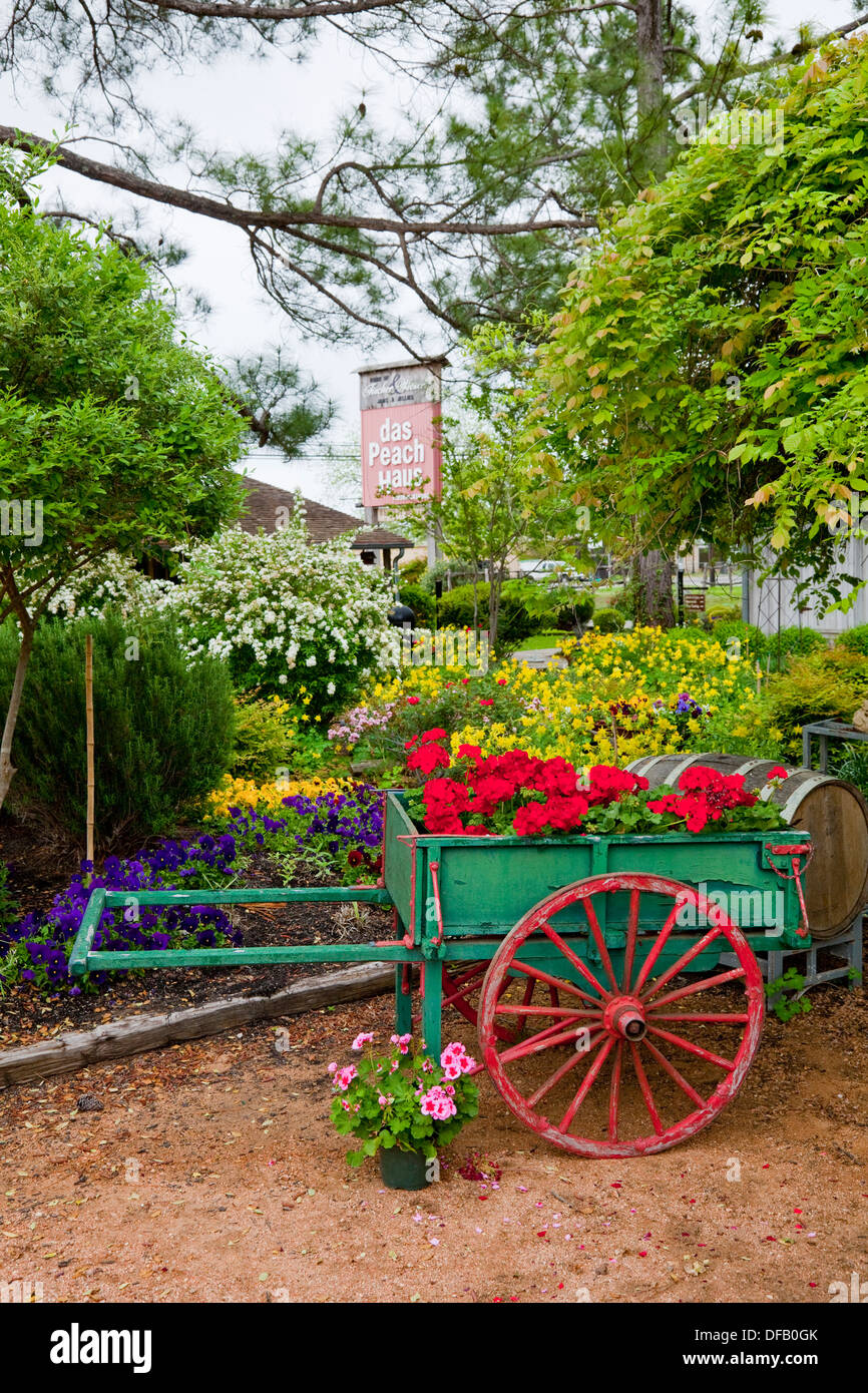 Garden decor at the Peach Haus in Fredericksburg, Texas, USA Stock