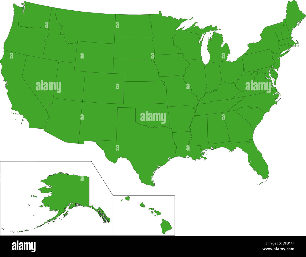 Green USA map Stock Photo