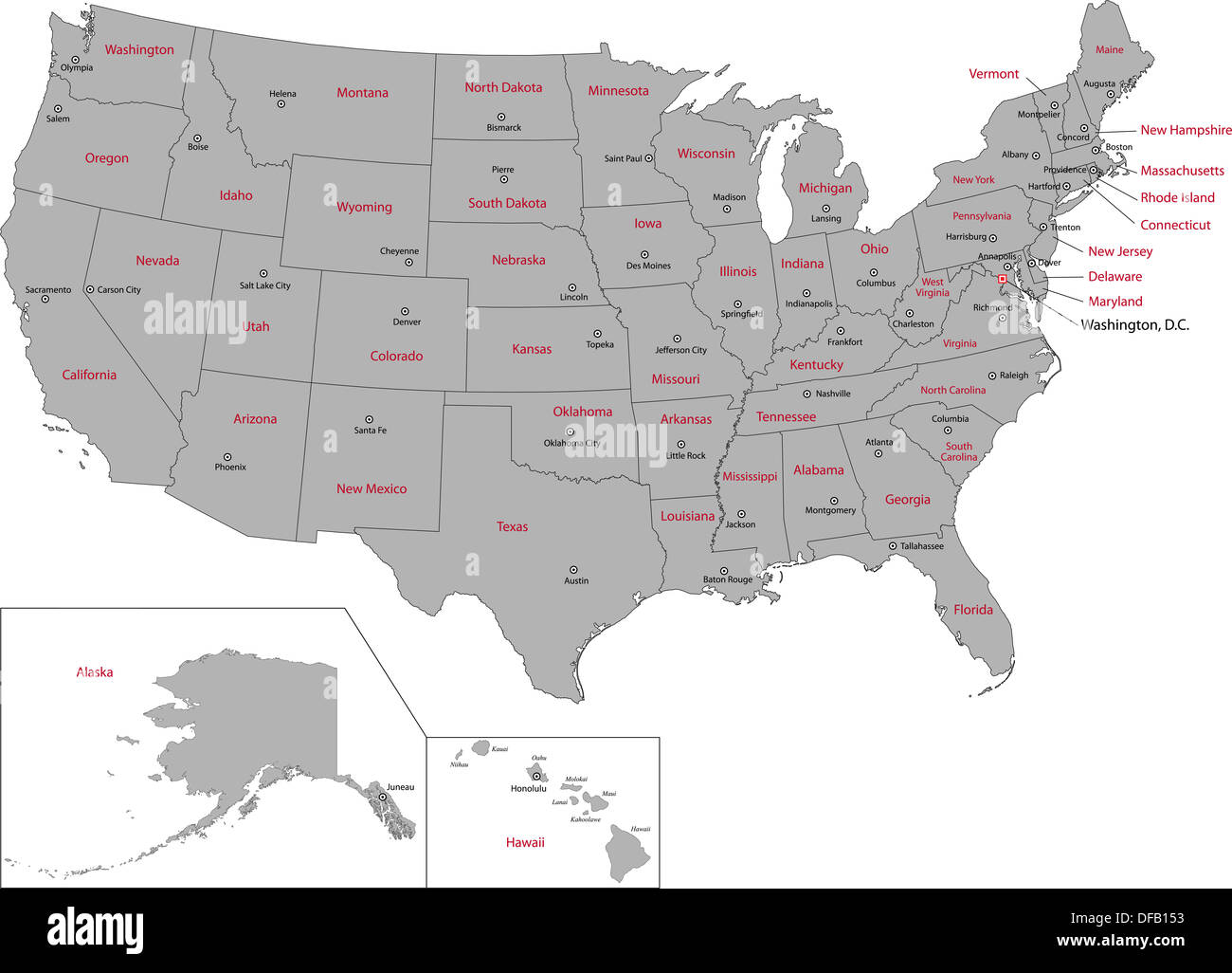 Gray USA map Stock Photo