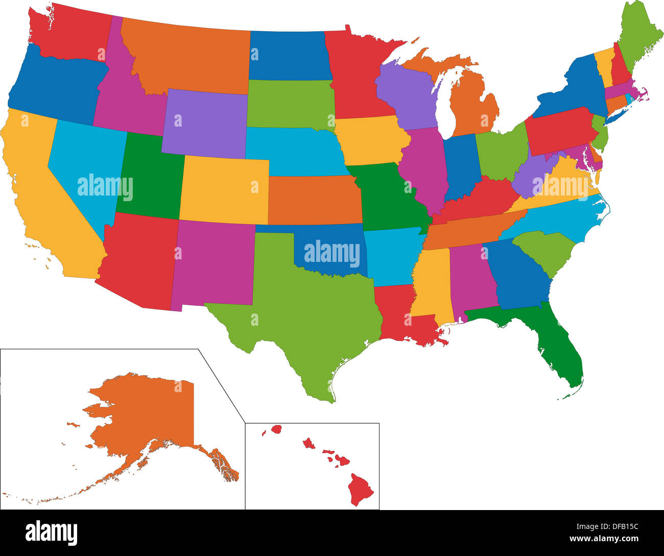 Colorful USA map Stock Photo