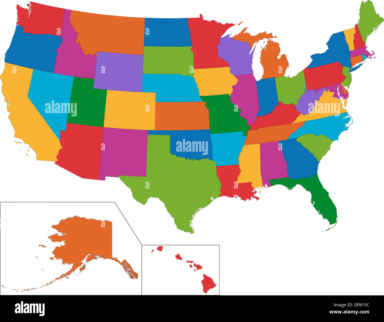 Colorful USA map Stock Photo - Alamy