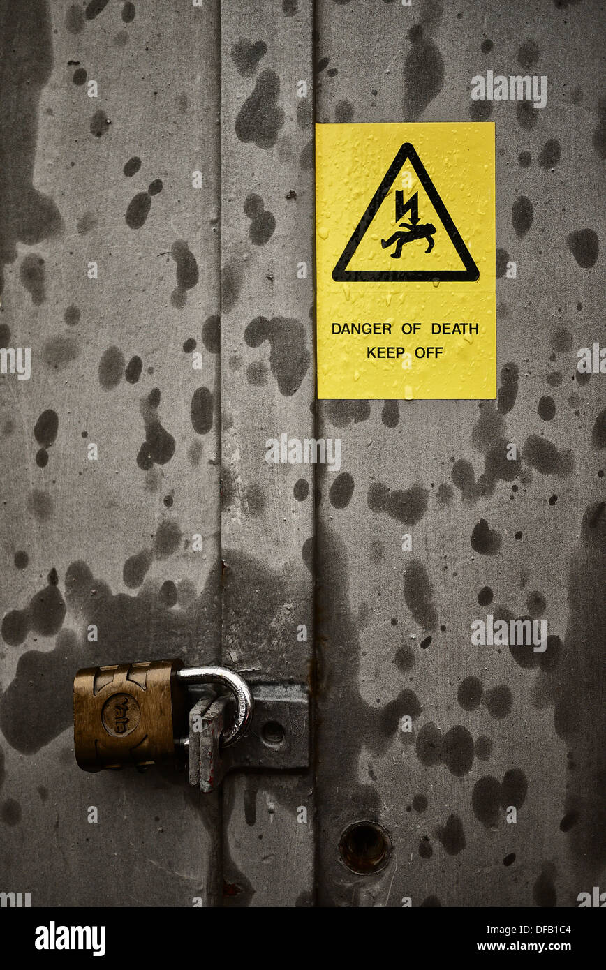 Danger of death sign on an electrical sub-station Stock Photo