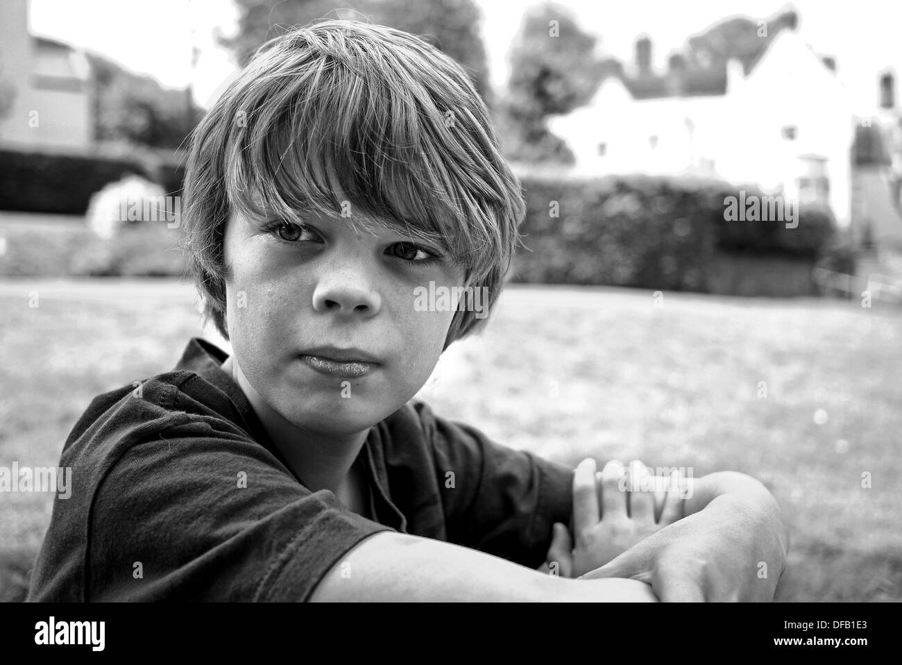 Young Boy At The Park Black And White Stock Photos Images Alamy