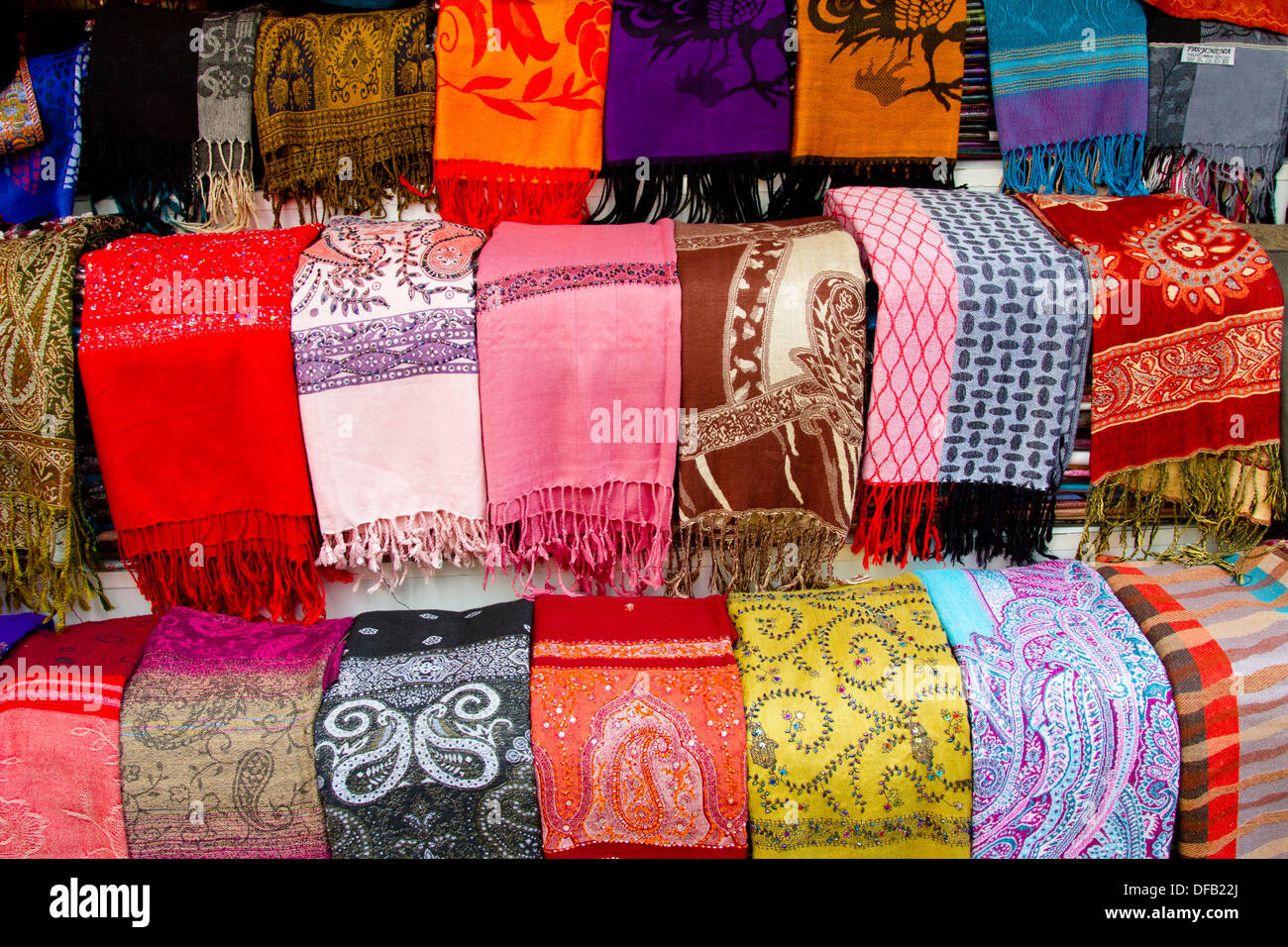 Closeup of Pashmina scarves in a shop in the markets of Dubai, UAE Stock  Photo - Alamy