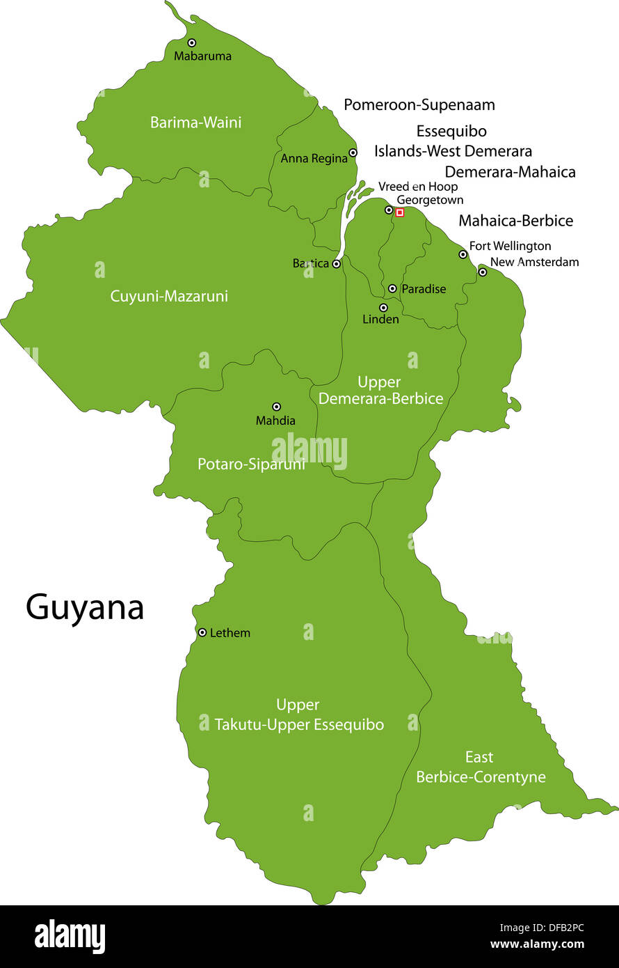 Map Of Guyana Showing Mineral Resources Guyana Map Stock Photo - Alamy