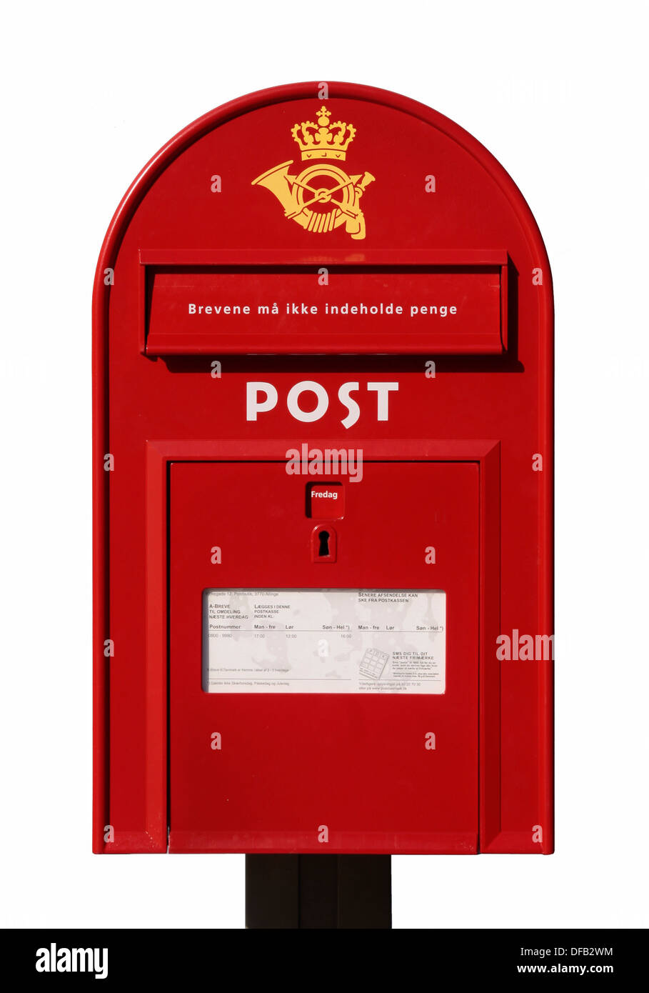 Danish red mailbox in Allinge on Bornholm, Stock Photo -