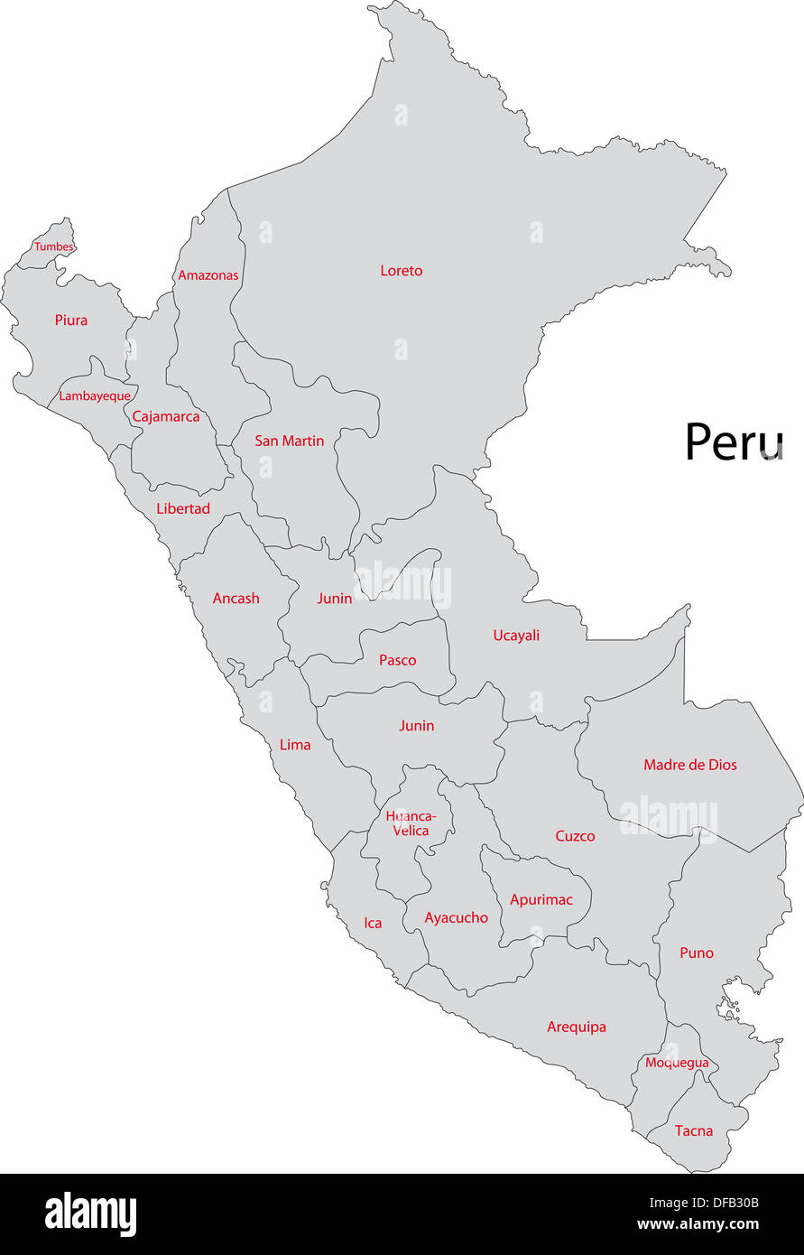 Map of lima peru hi res stock - Grey Peru Map DFB30B 