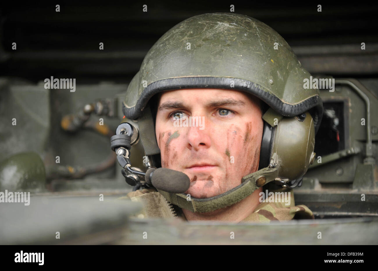 British Army Tank driver with reserve units training with the full time