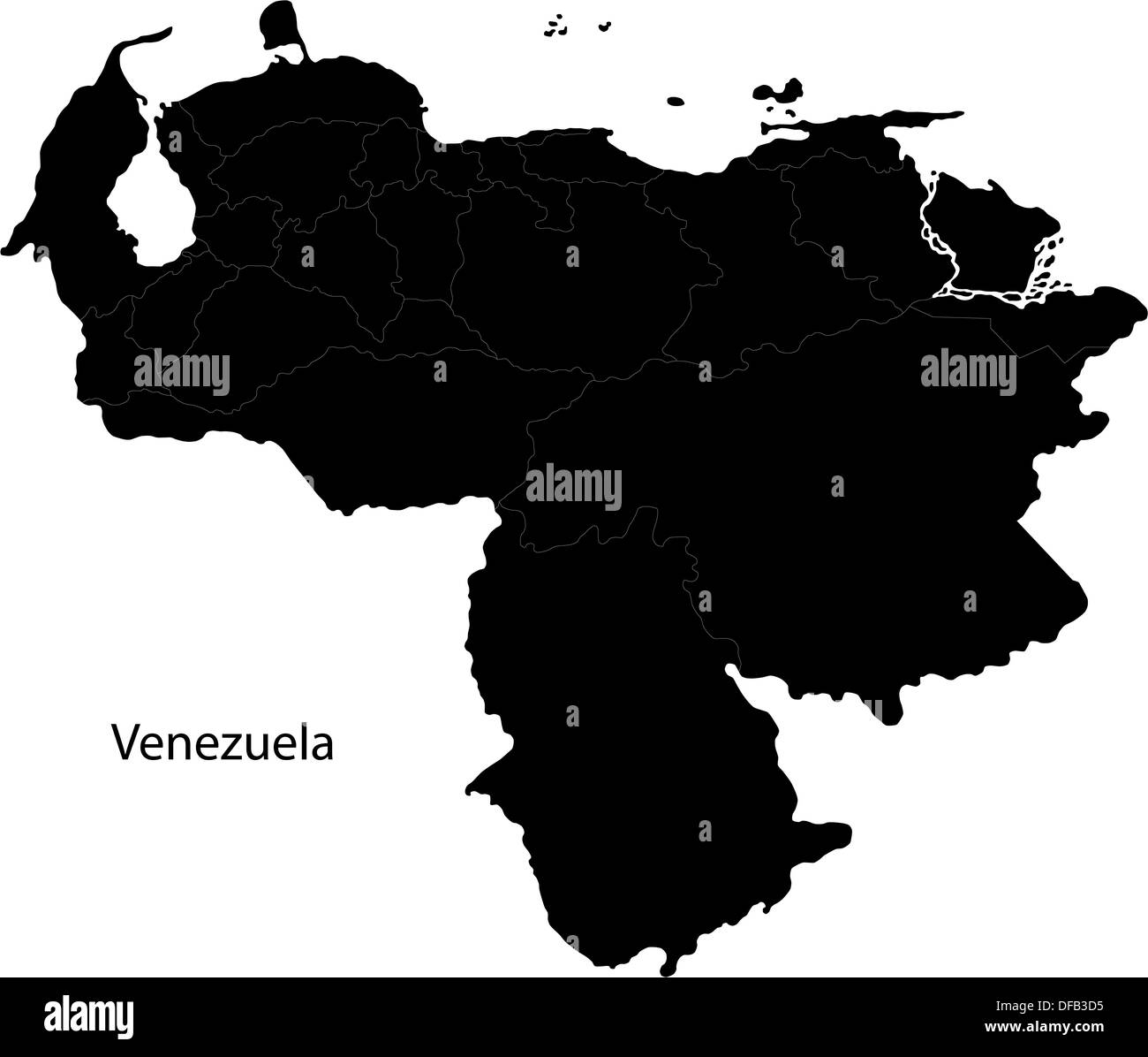 Black Venezuela map Stock Photo