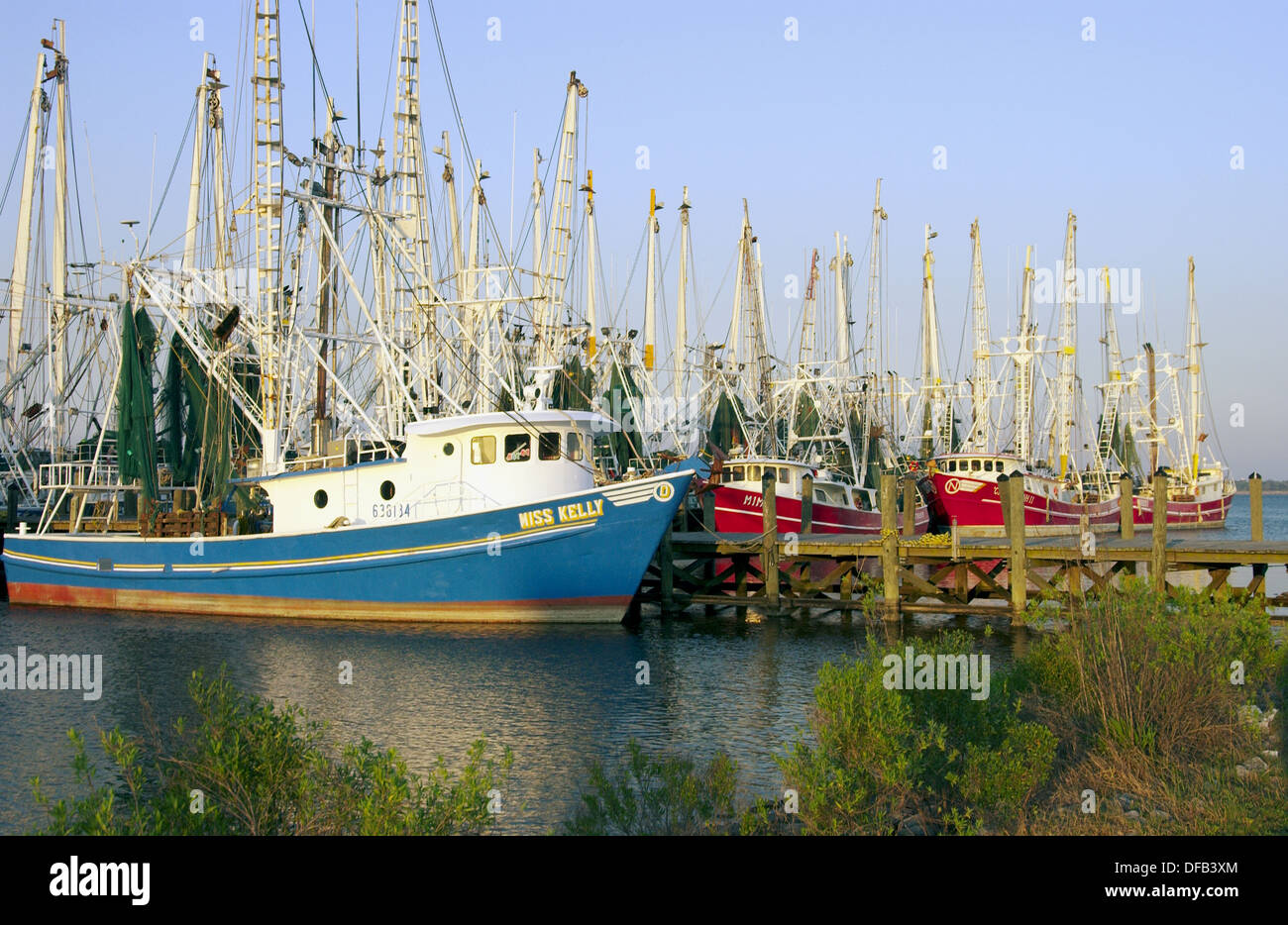 Colorful fishing vessels at Back Bay in Biloxi, Mississippi, USA Stock