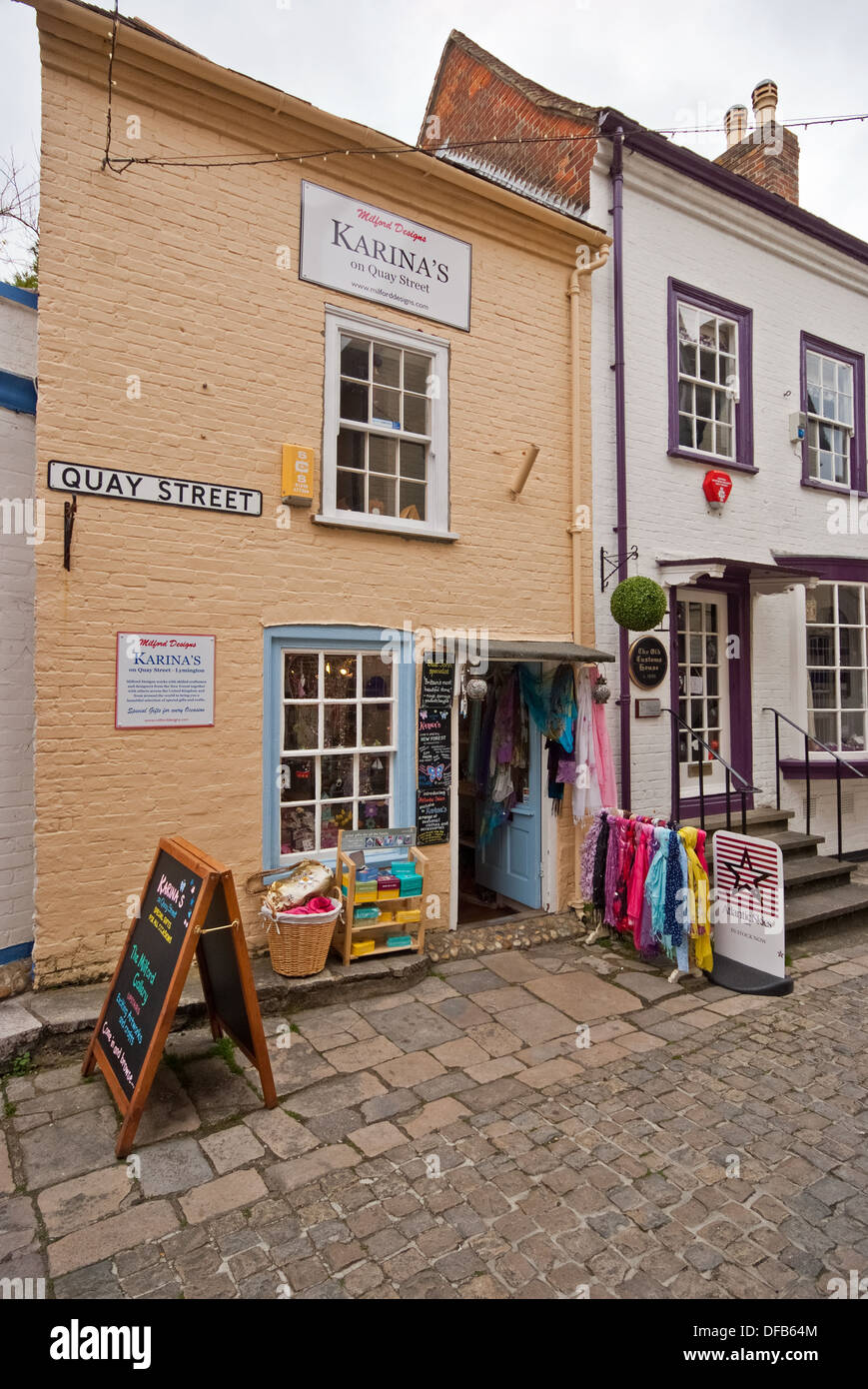 Cobbled street in Lymington New forest District Hampshire UK Stock
