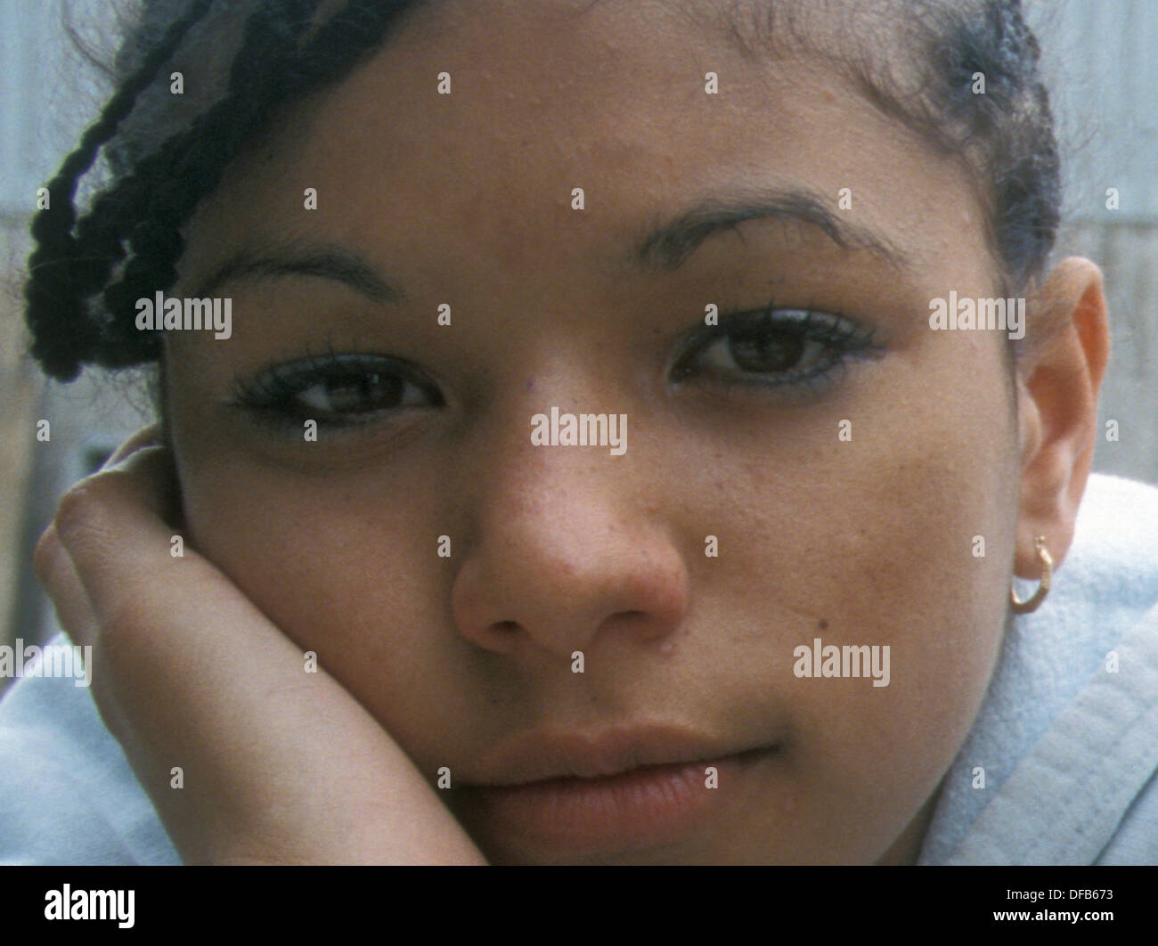 portrait of bi-racial teenage girl Stock Photo