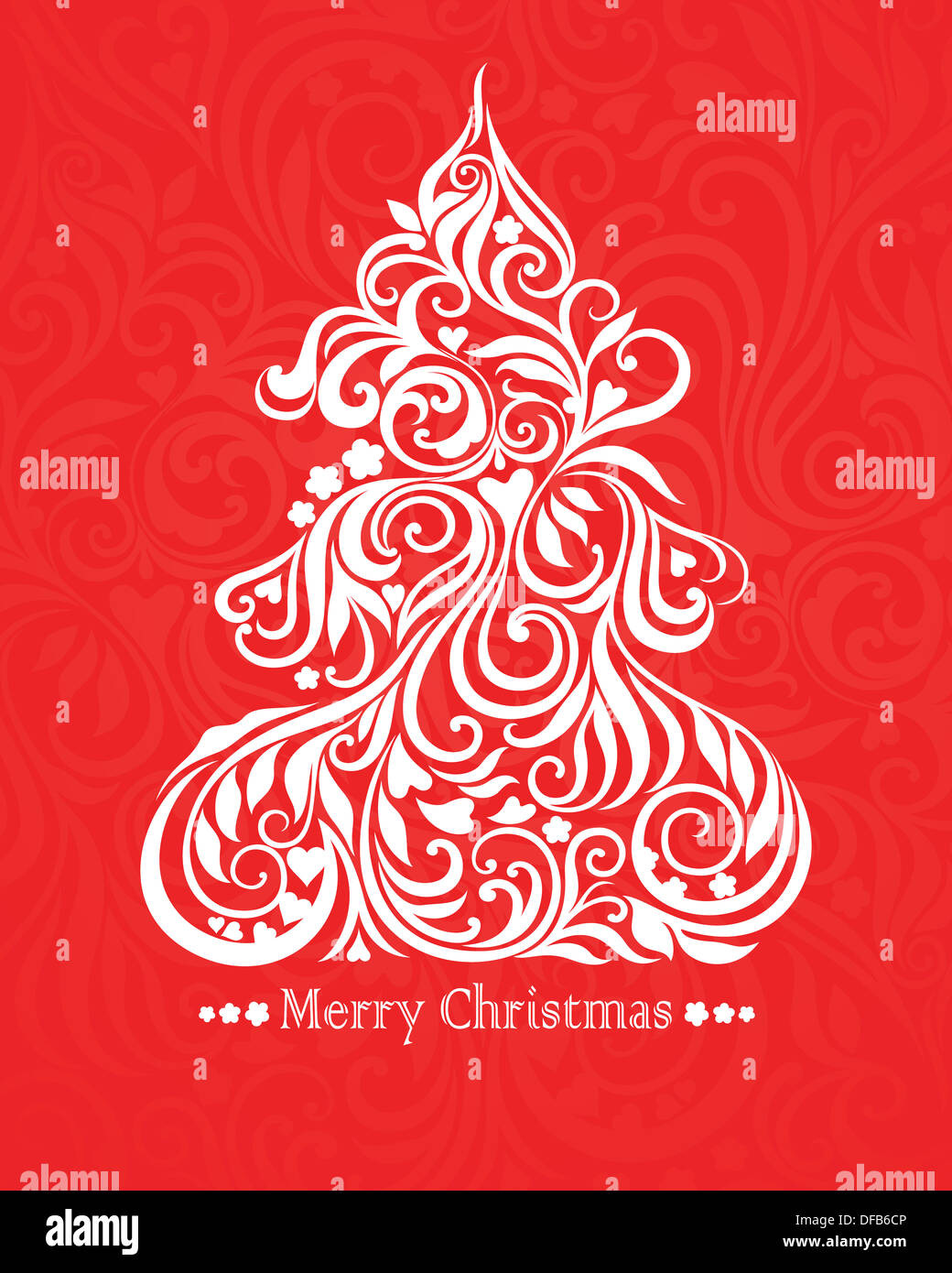 Vector card with christmas tree Stock Photo - Alamy