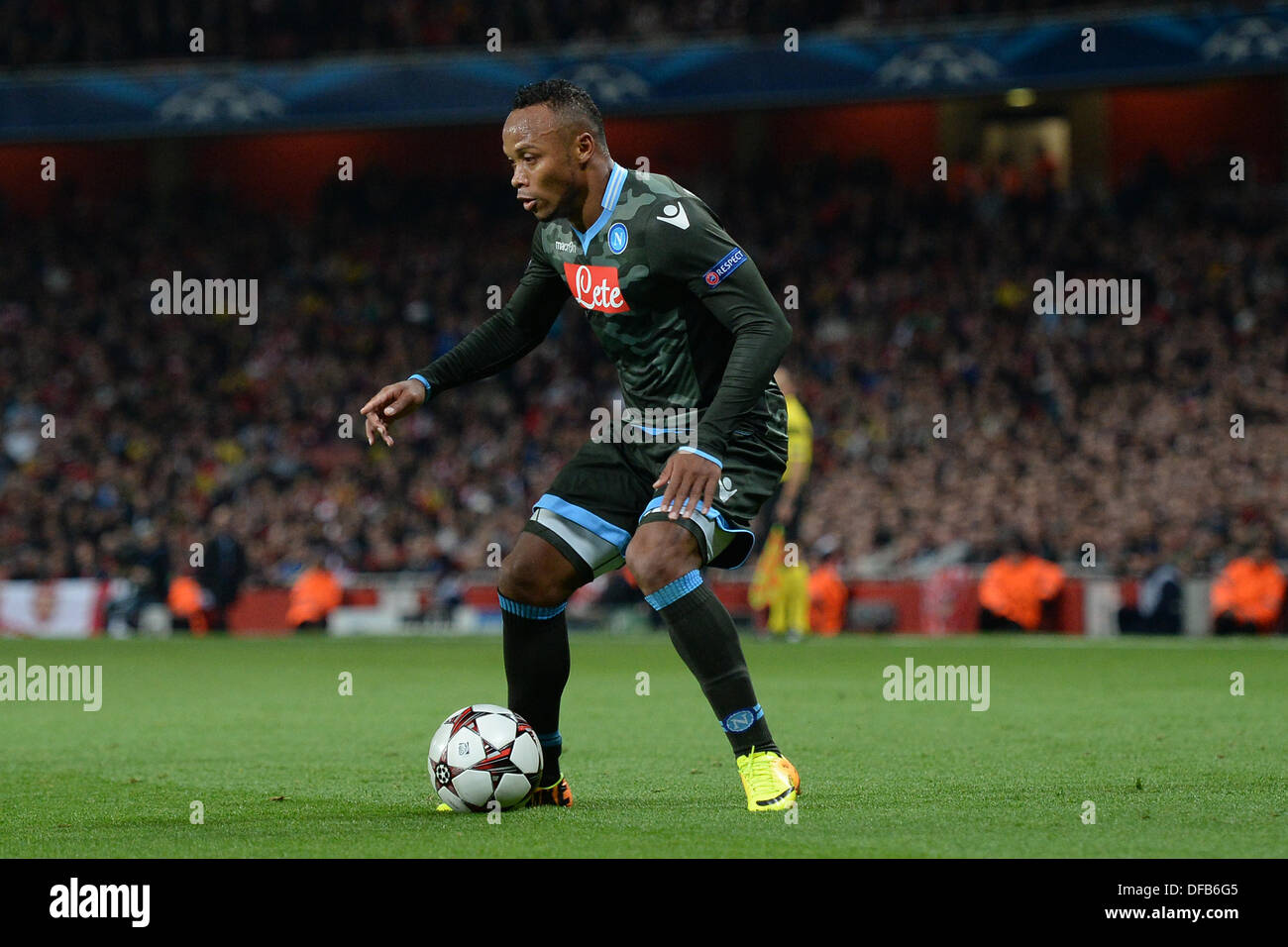 London, UK. 01st Oct, 2013. Napoli's defender Camilo Zuniga from Columbia during the UEFA Champions League match between Arsenal from England and Napoli from Italy played at The Emirates Stadium, on October 01, 2013 in London, England. © Mitchell Gunn/ESPA/Alamy Live News Stock Photo