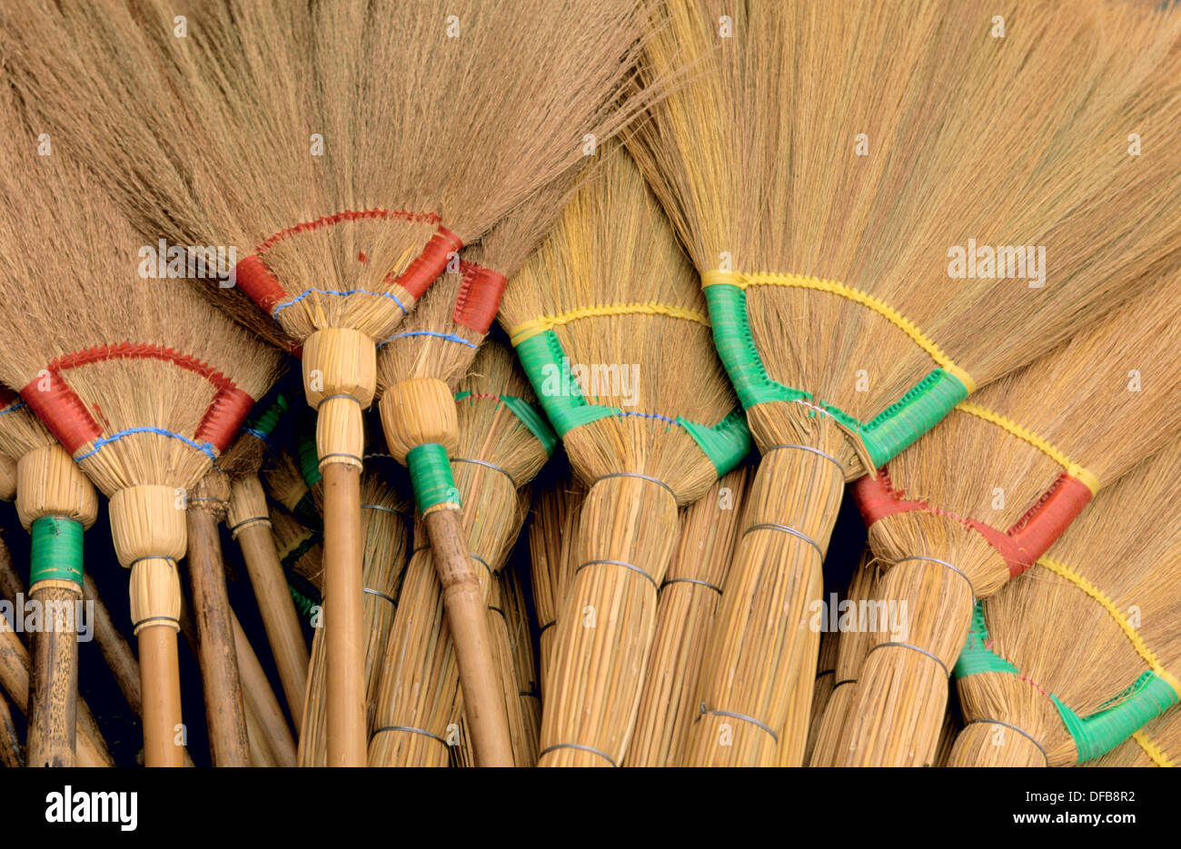 Bamboo brooms from South East Asia Stock Photo Alamy