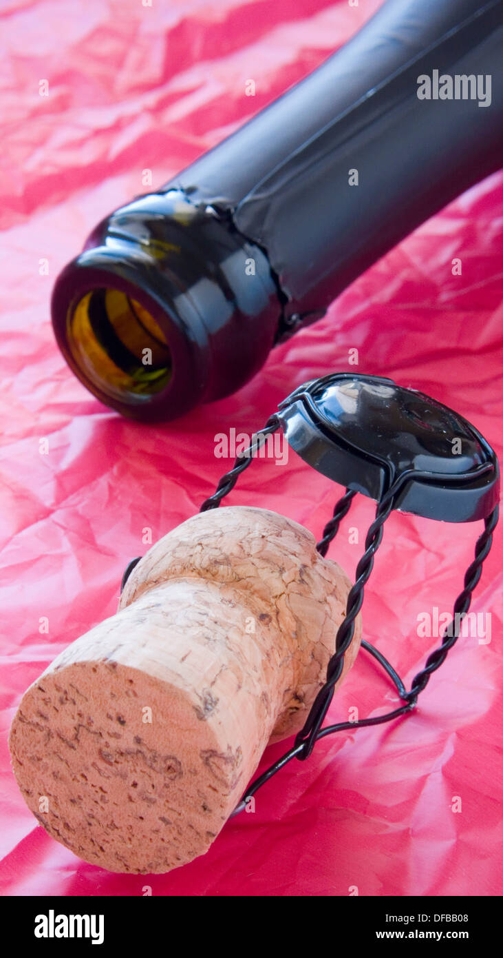 champagne cork and sheet Stock Photo Alamy