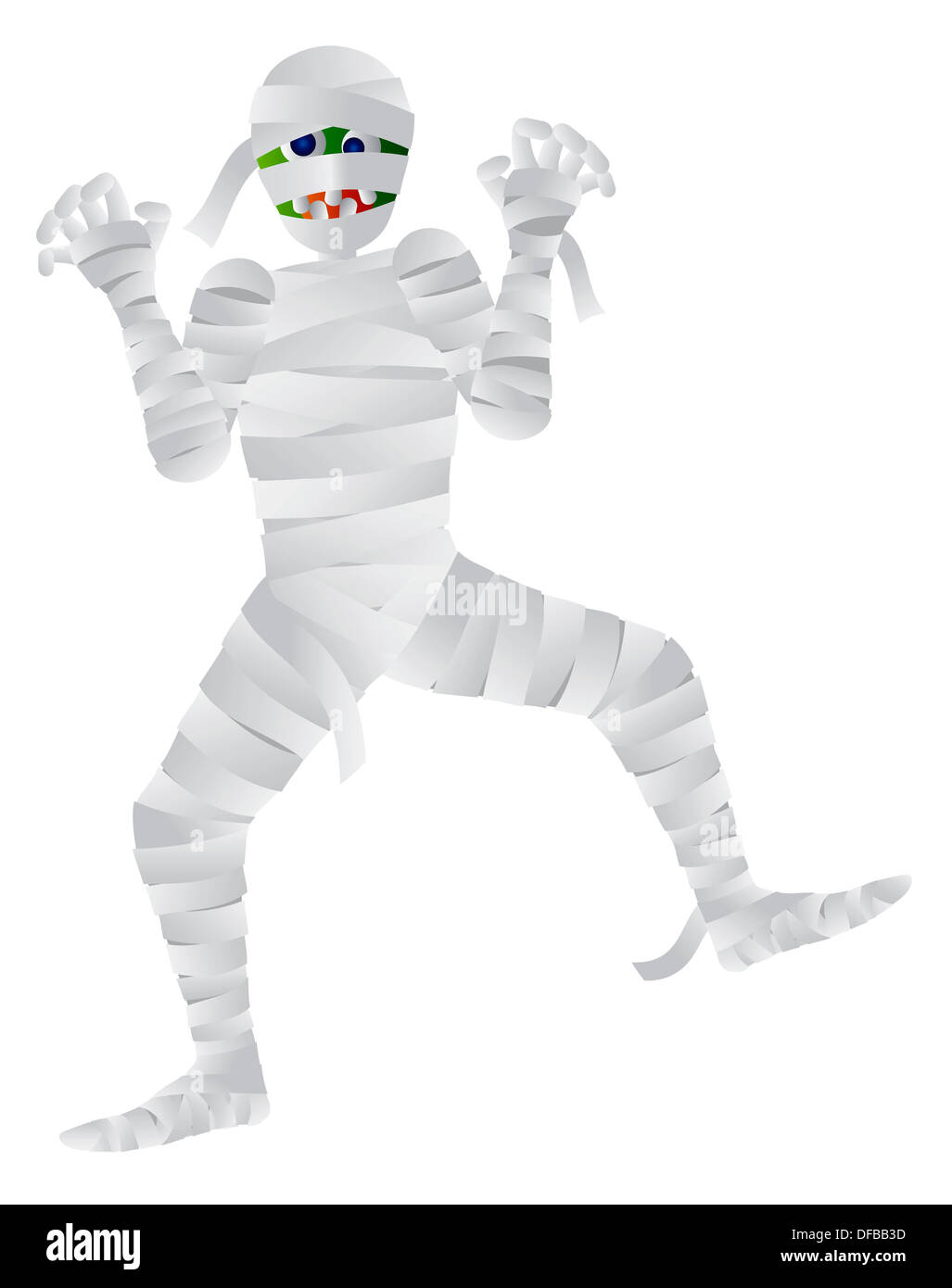 Halloween Mummy Cartoon Isolated on White Background Illustration Stock Photo