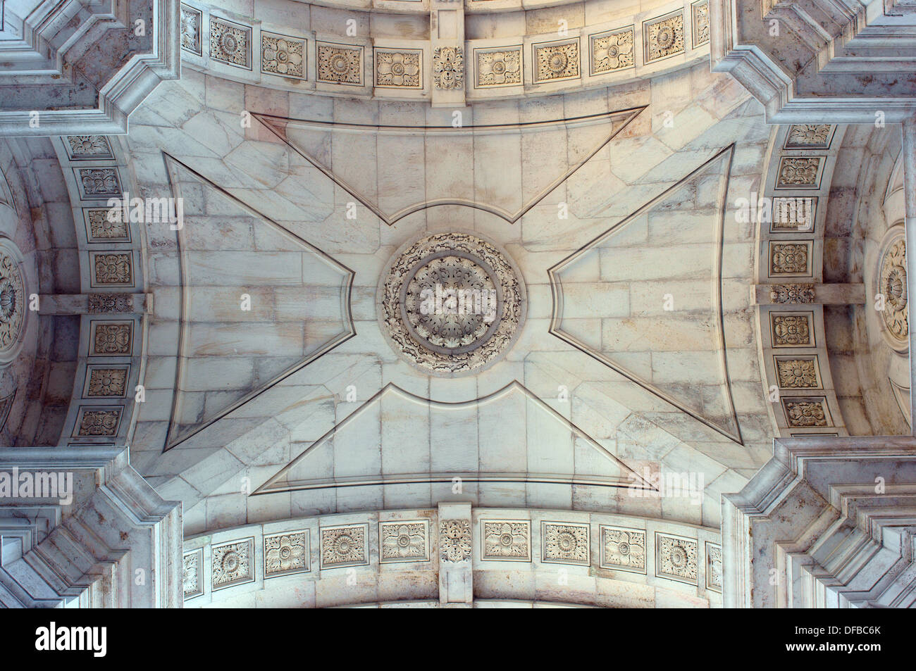 Pombaline style ceiling Lisbon Portugal Lisboa Stock Photo