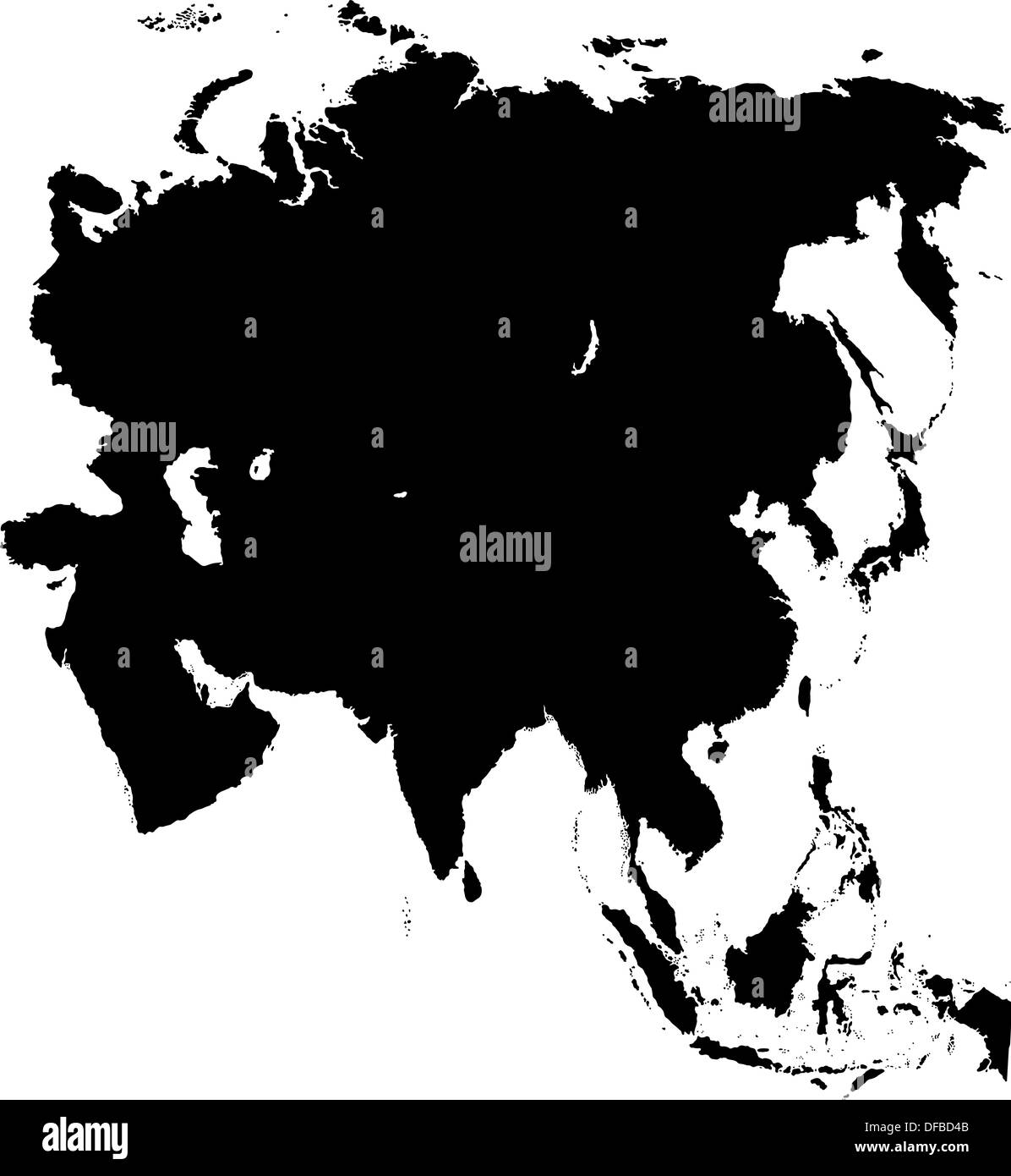 Black Asia map Stock Photo