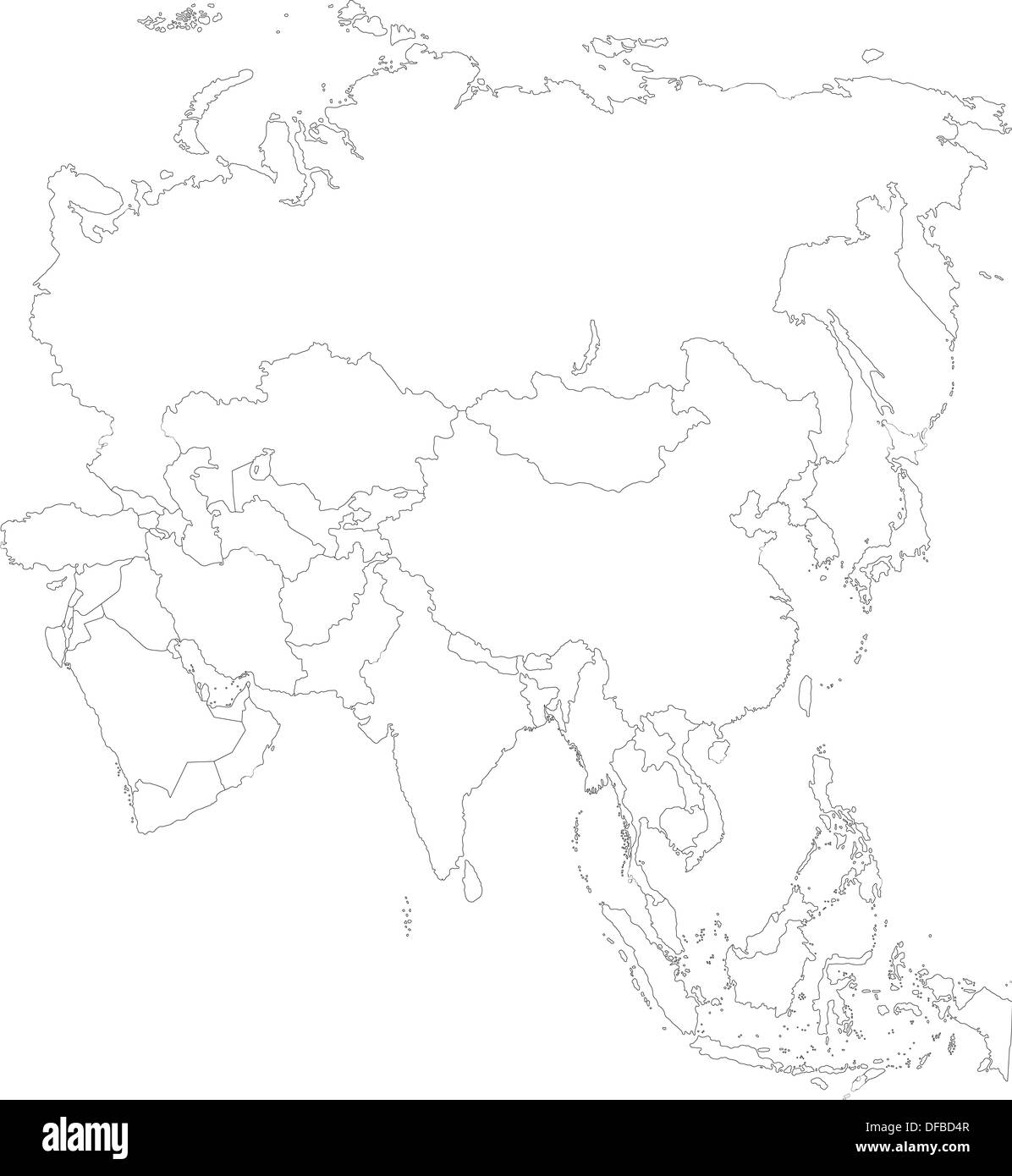 Outline Asia map Stock Photo