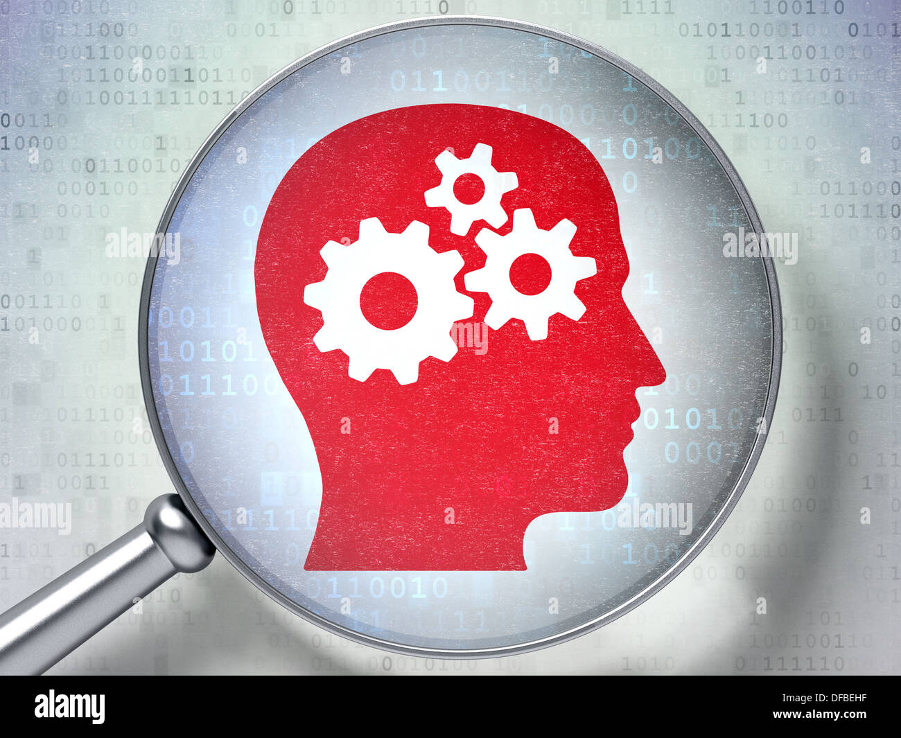 Information concept: Head With Gears with optical glass on digi Stock ...