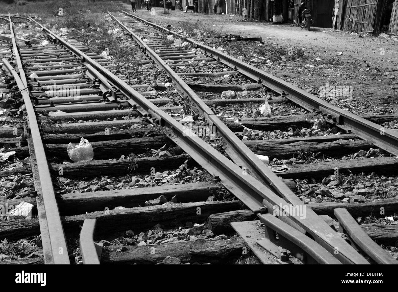 Old railway infrastructure Black and White Stock Photos & Images - Alamy