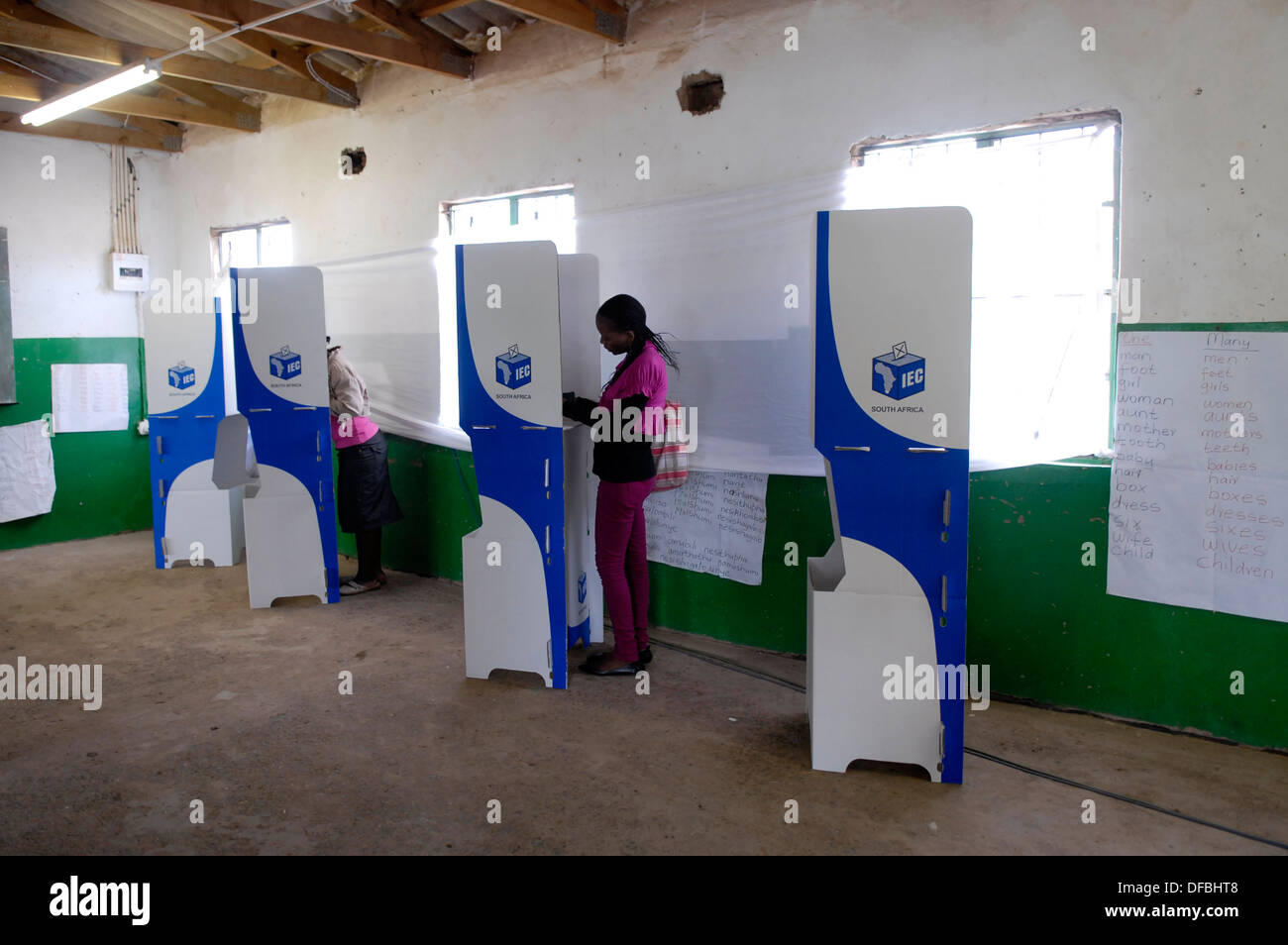 South African voters casts their ballots a voting station in Nkandla