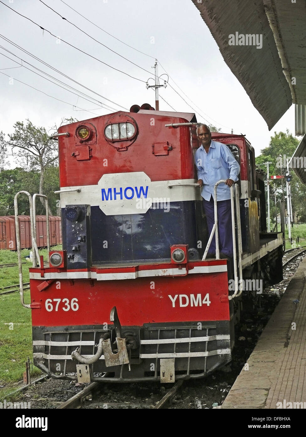 Railway Diesel Engine on Meter gauge track Mhow, Madhyapradesh, India