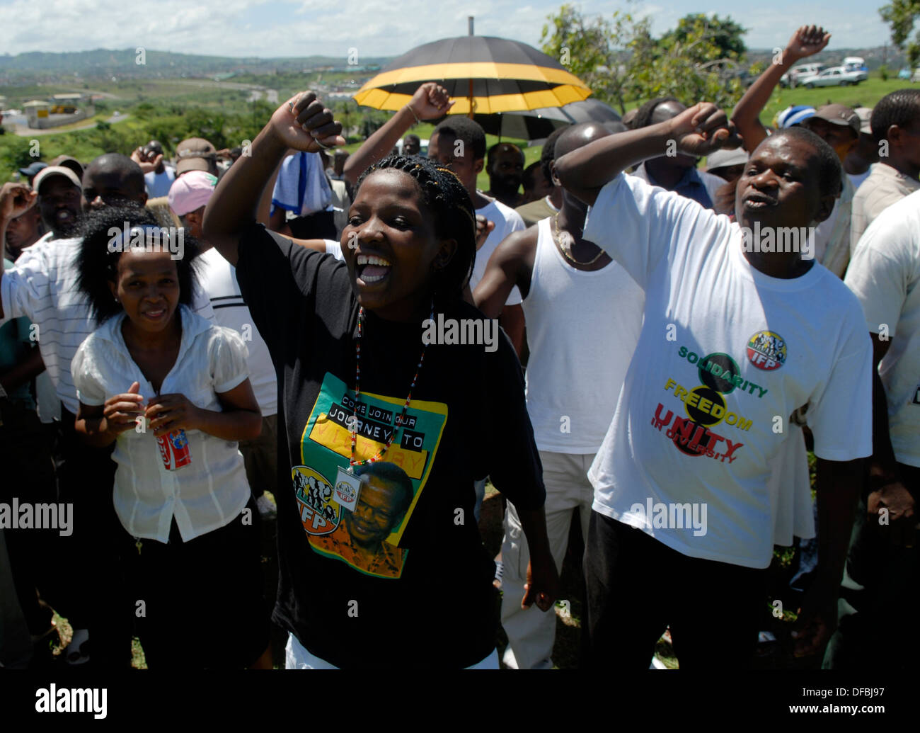 Inkatha Freedom Party supporters attend a rally ahead South Africa's ...
