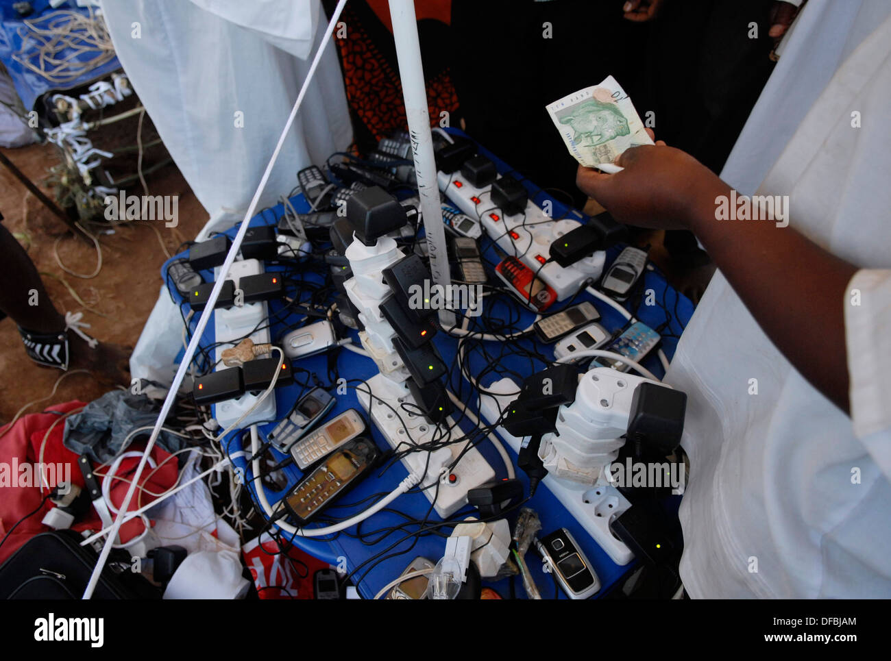 Members Shembe faith (Nazareth Baptist Church) a religious hybrid Christianity and African traditions during annual pilgrimage Stock Photo