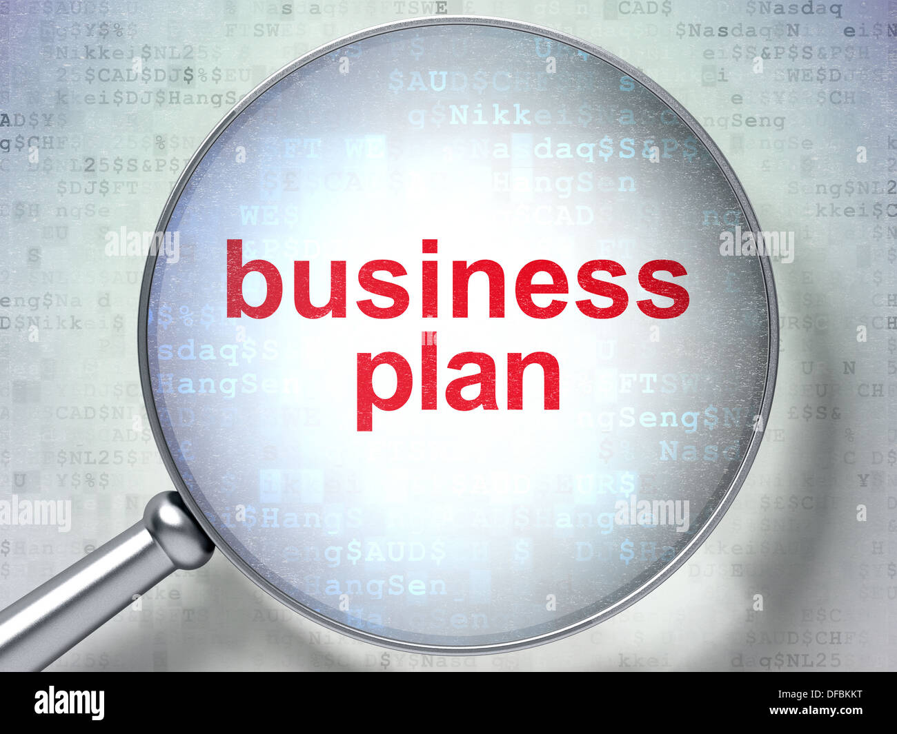 Business concept Business Plan with optical glass Stock Photo Alamy