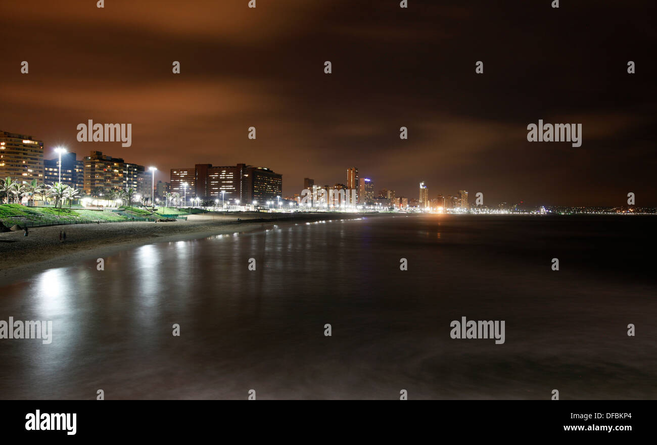 Ushaka Beach on Durban's Golden Mile photographed at night, 2011. © Rogan Ward 2011 Stock Photo