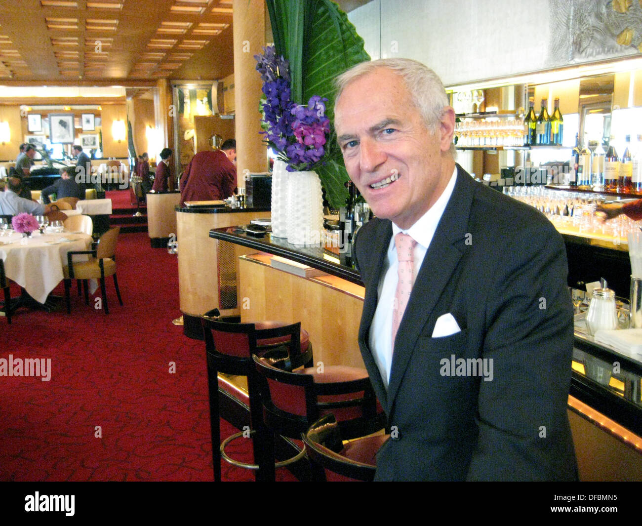FILE - An archive photo dated 26 June 2013 shows German restaurant manager Werner Kuechler standing in the restaurant 'Relais Plaza' in Paris, France. He had a bumpy start in the city. His suitcase was stolen at the station when he arrived in Paris back in the 1960's and his favorite hotel didn't hire him as a waiter at first. Four decades later, Kuechler is the manager of the 'Relais Plaza,' the smaller of the two restaurants in the 'Plaza Athénée.' Photo: Gerd Roth Stock Photo
