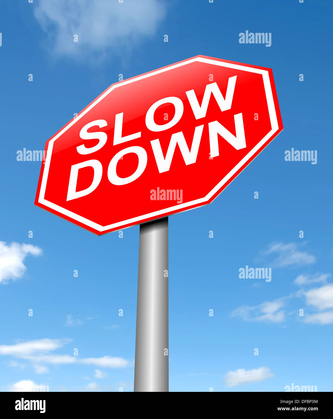 Slow down sign Stock Photo Alamy