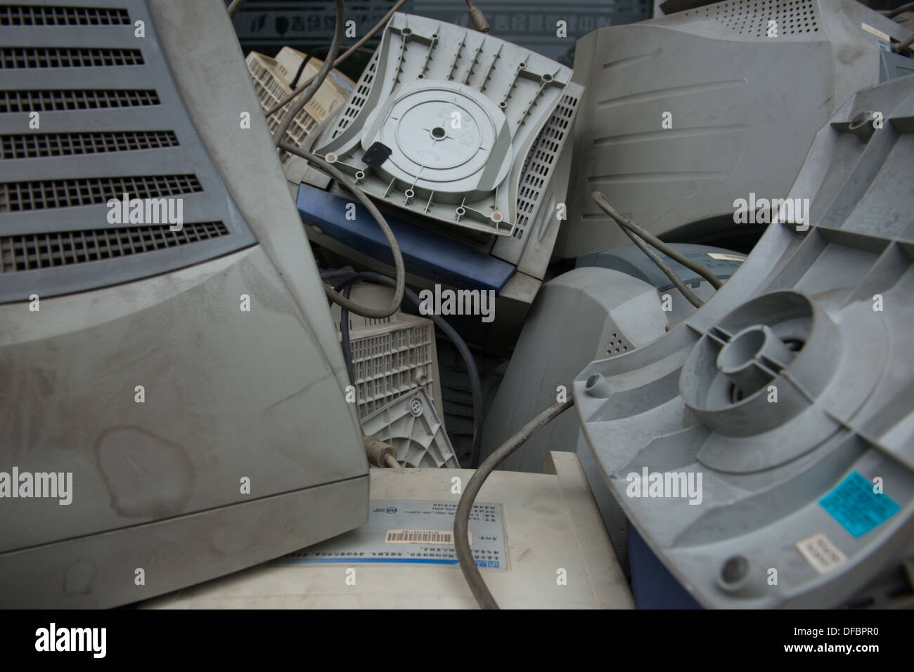 Taiyuan, Shanxi, China. A pile of computer monitors. Stock Photo