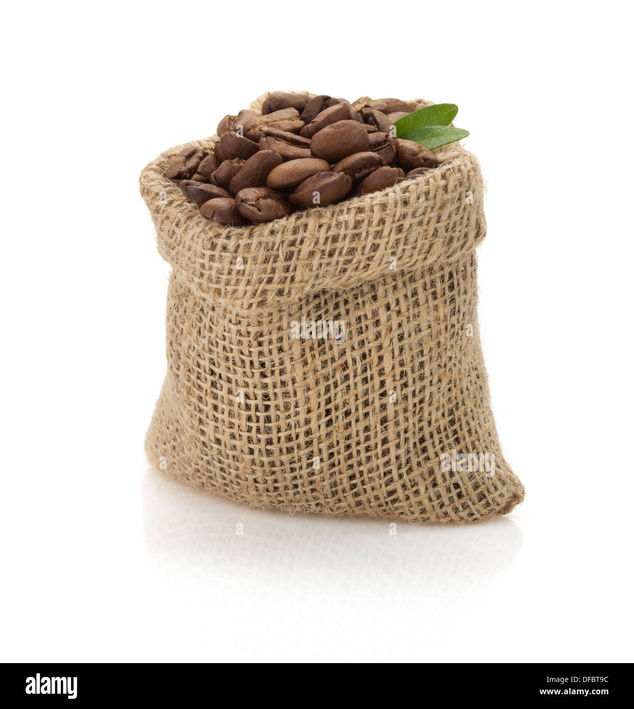 coffee beans in bag isolated on white background Stock Photo - Alamy