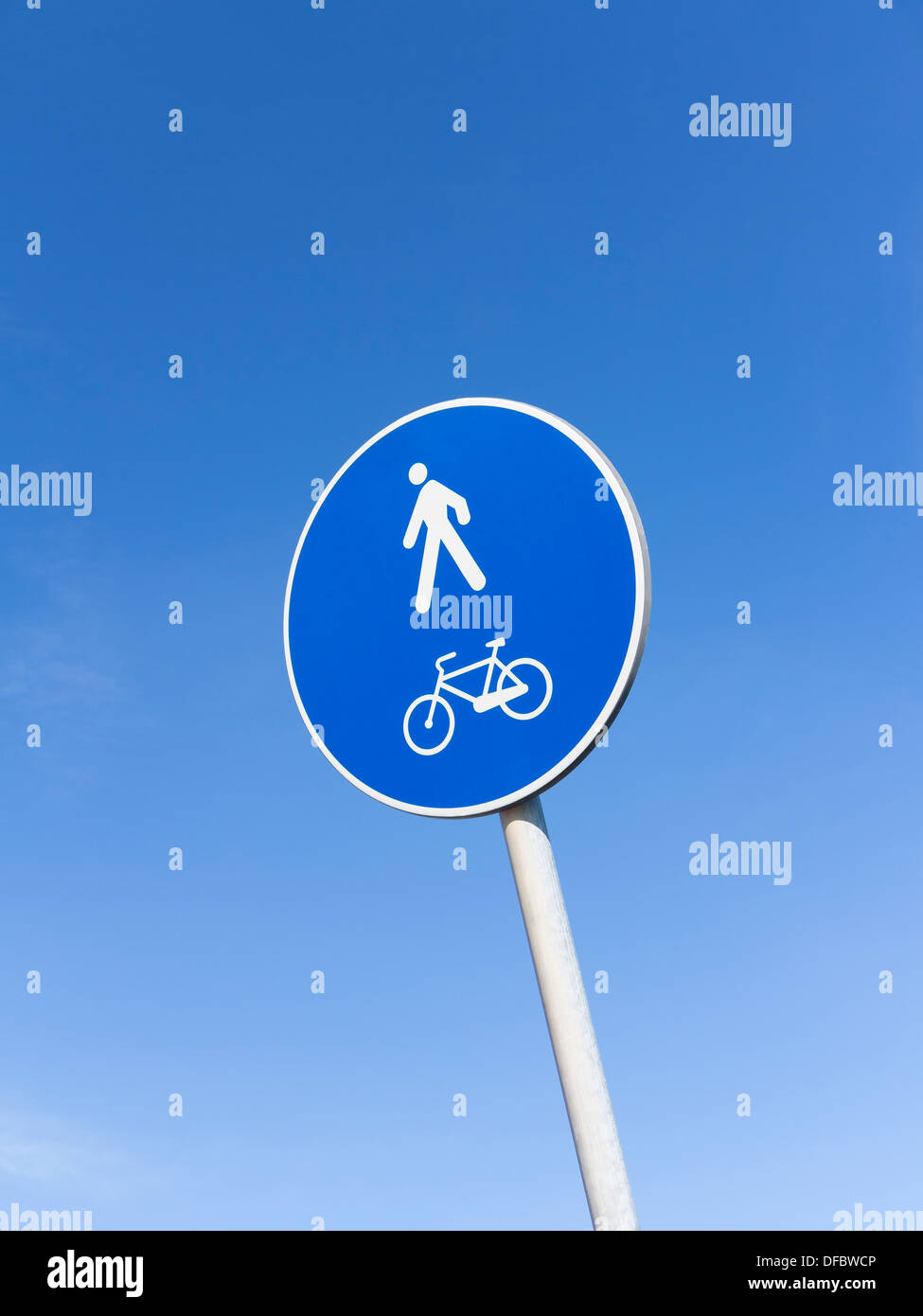 Cycle and pedestrian route sign Stock Photo