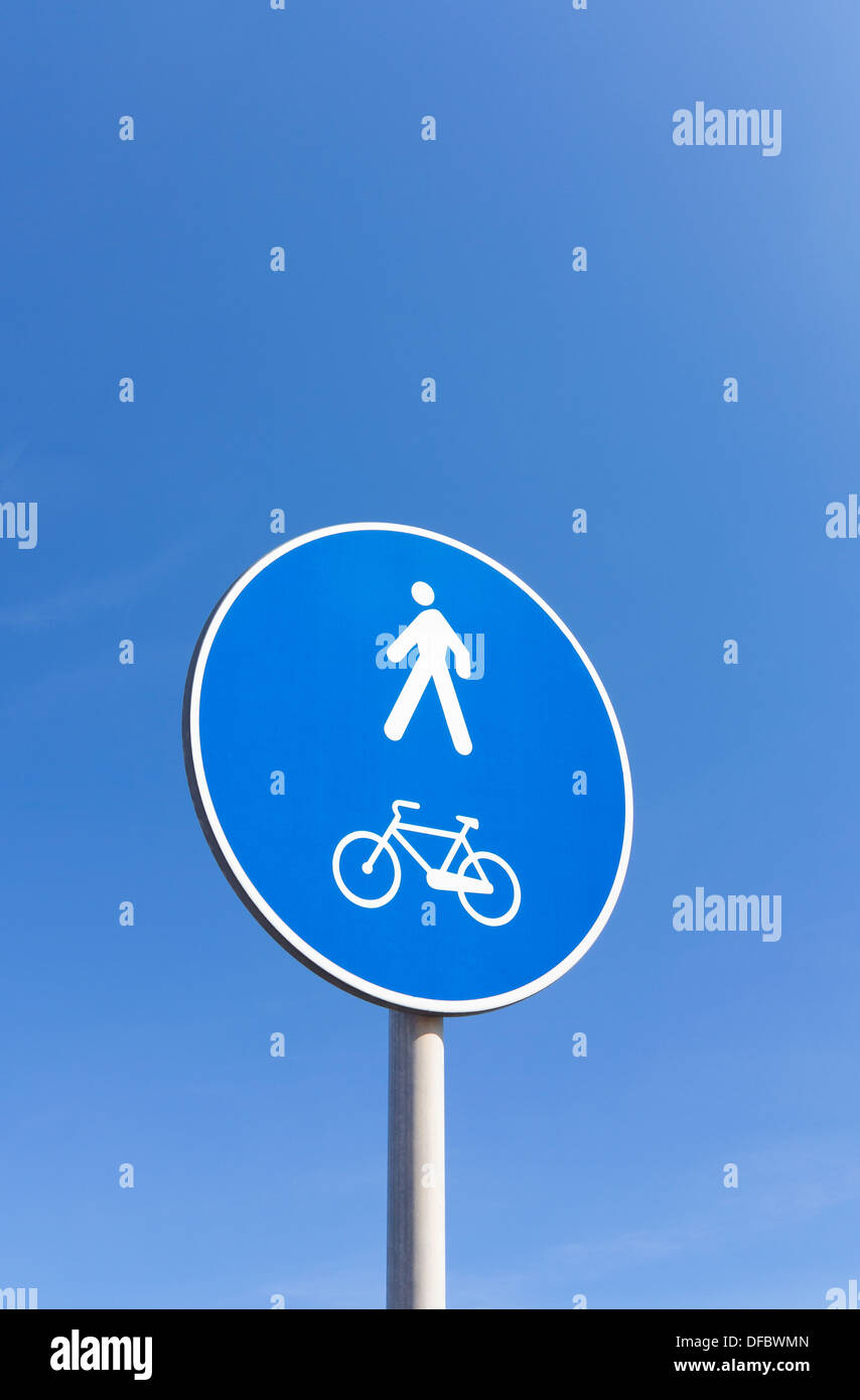 Cycle and pedestrian route sign Stock Photo