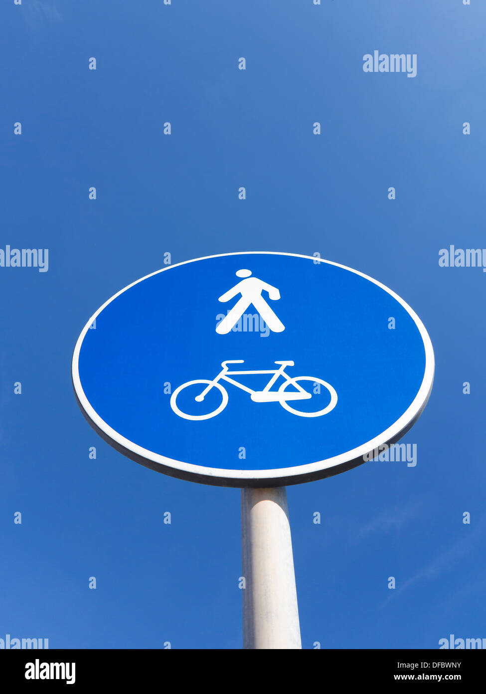 Cycle and pedestrian route sign Stock Photo