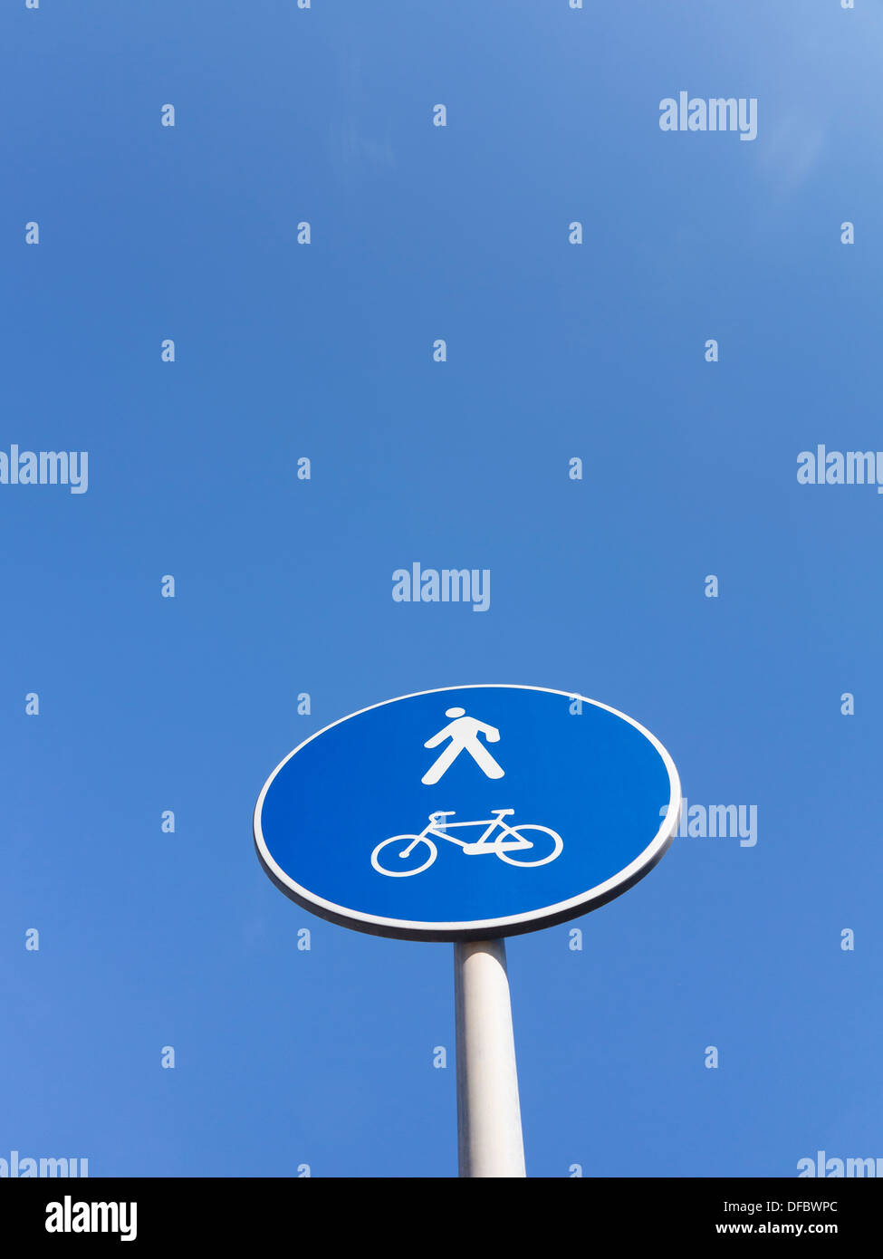 Cycle and pedestrian route sign Stock Photo