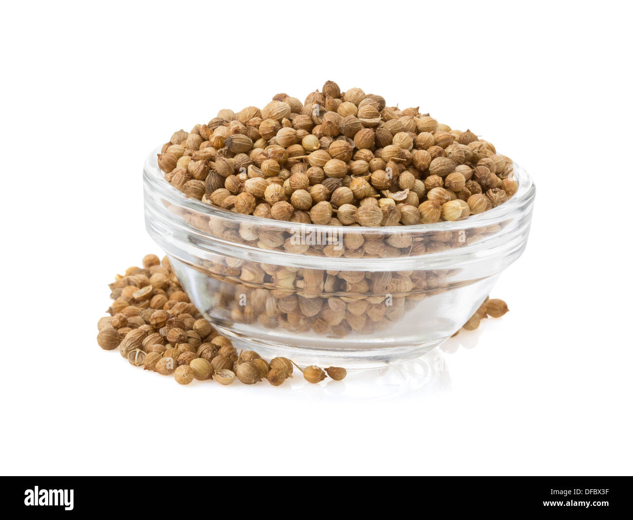 coriander spices in bowl isolated on white background Stock Photo Alamy