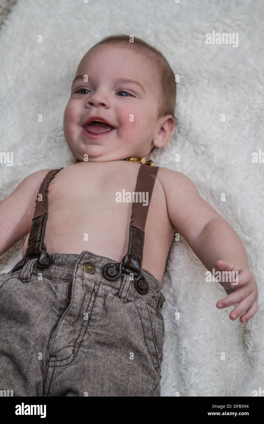 Model released, cute and adorable, one year old boy happy and laughing
