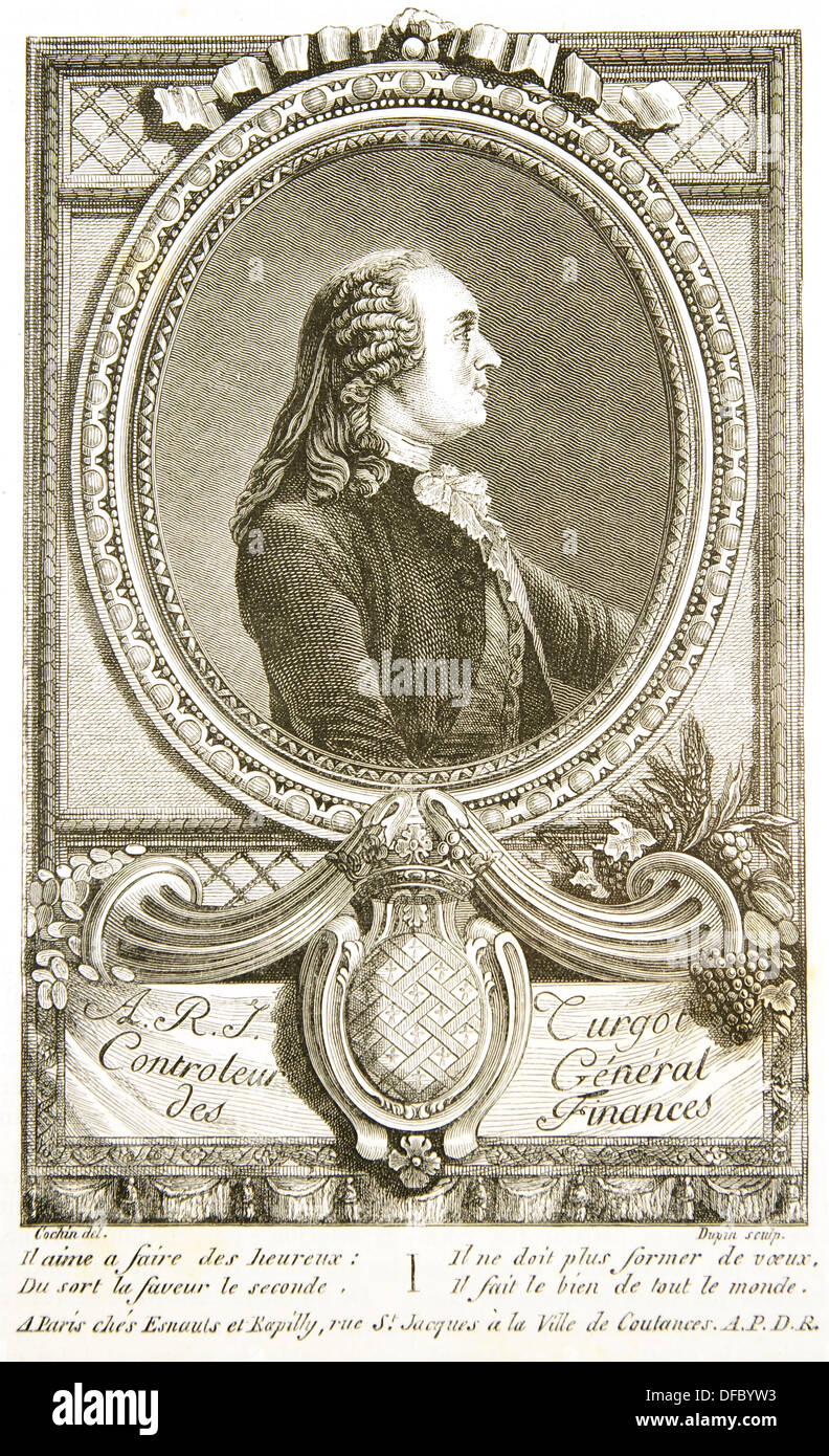 Anne-Robert-Jacques Turgot, Baron de Laune (1727 – 1781). Was a French economist and statesman. Stock Photo