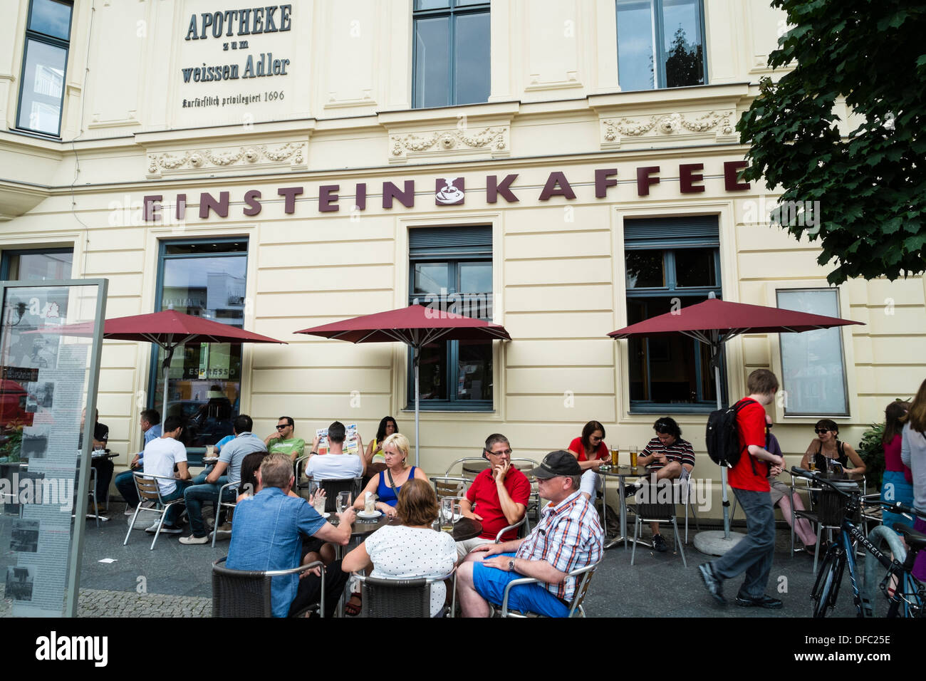 Busy Einstein Cafe at Checkpoint Charlie in Berlin Germany Stock Photo