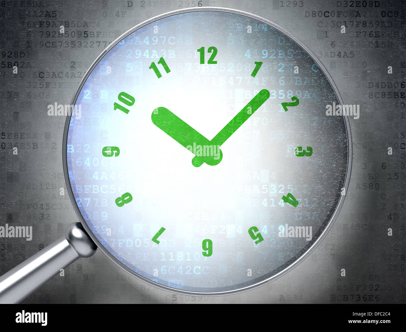 Timeline concept Clock with optical glass Stock Photo Alamy