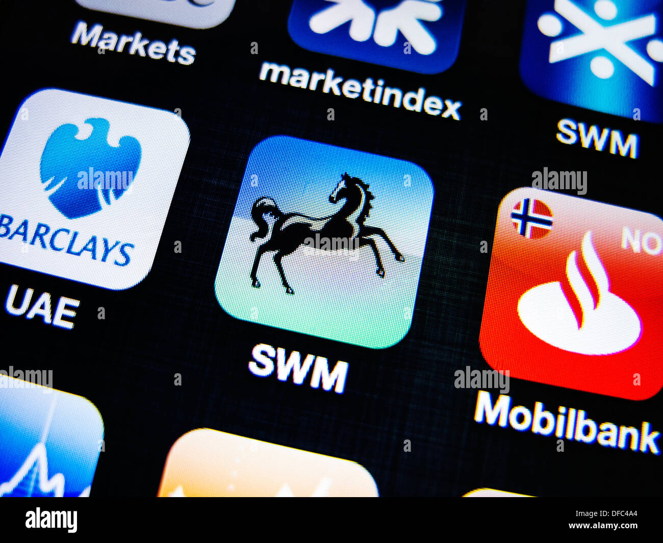 detail of Lloyds TSB Bank banking app on iPhone screen Stock Photo