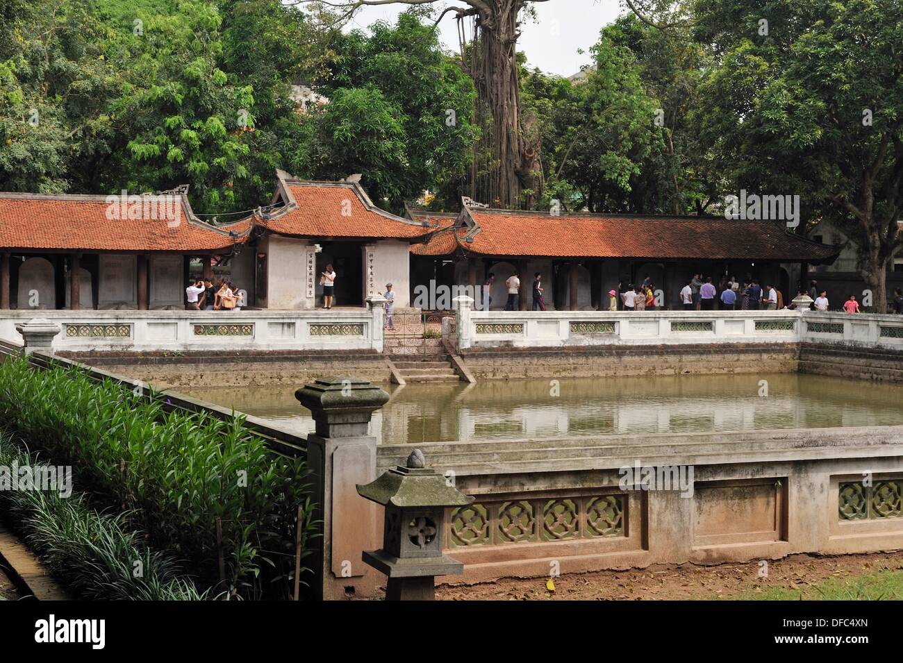 large pond, named Well Of Heavenly Clarity, third courtyard, Temple of Literature, Hanoi, Northern Vietnam, southeast asia Stock Photo
